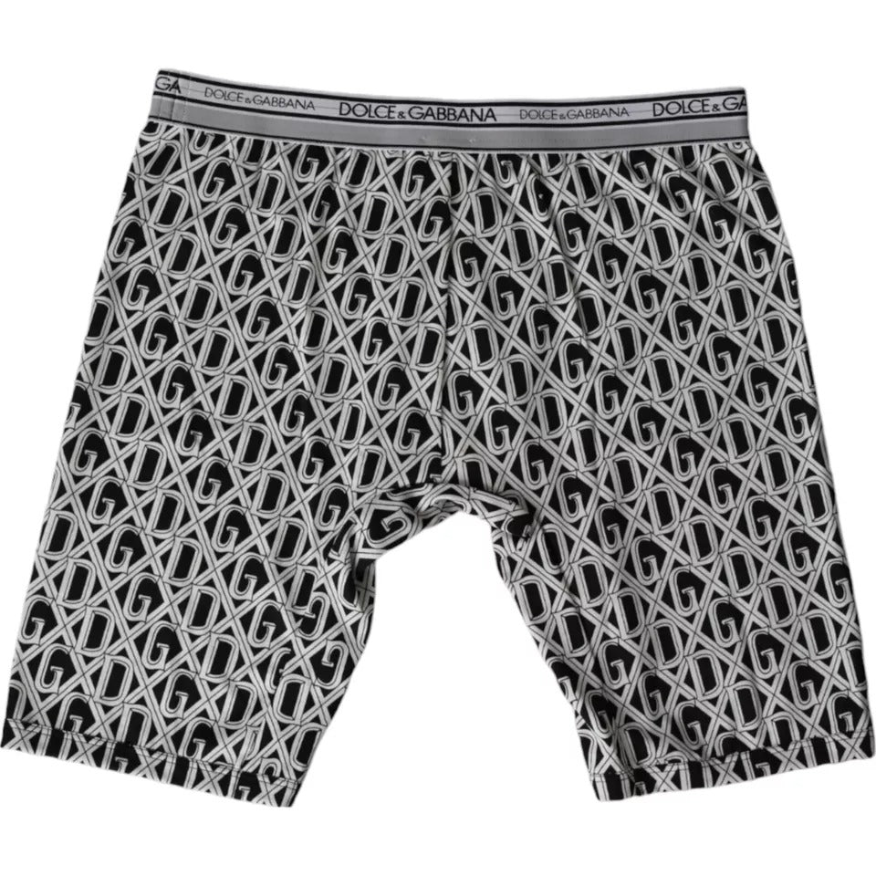 Black White DG Logo Cotton Stretch Cycling Underwear Men - ventzia