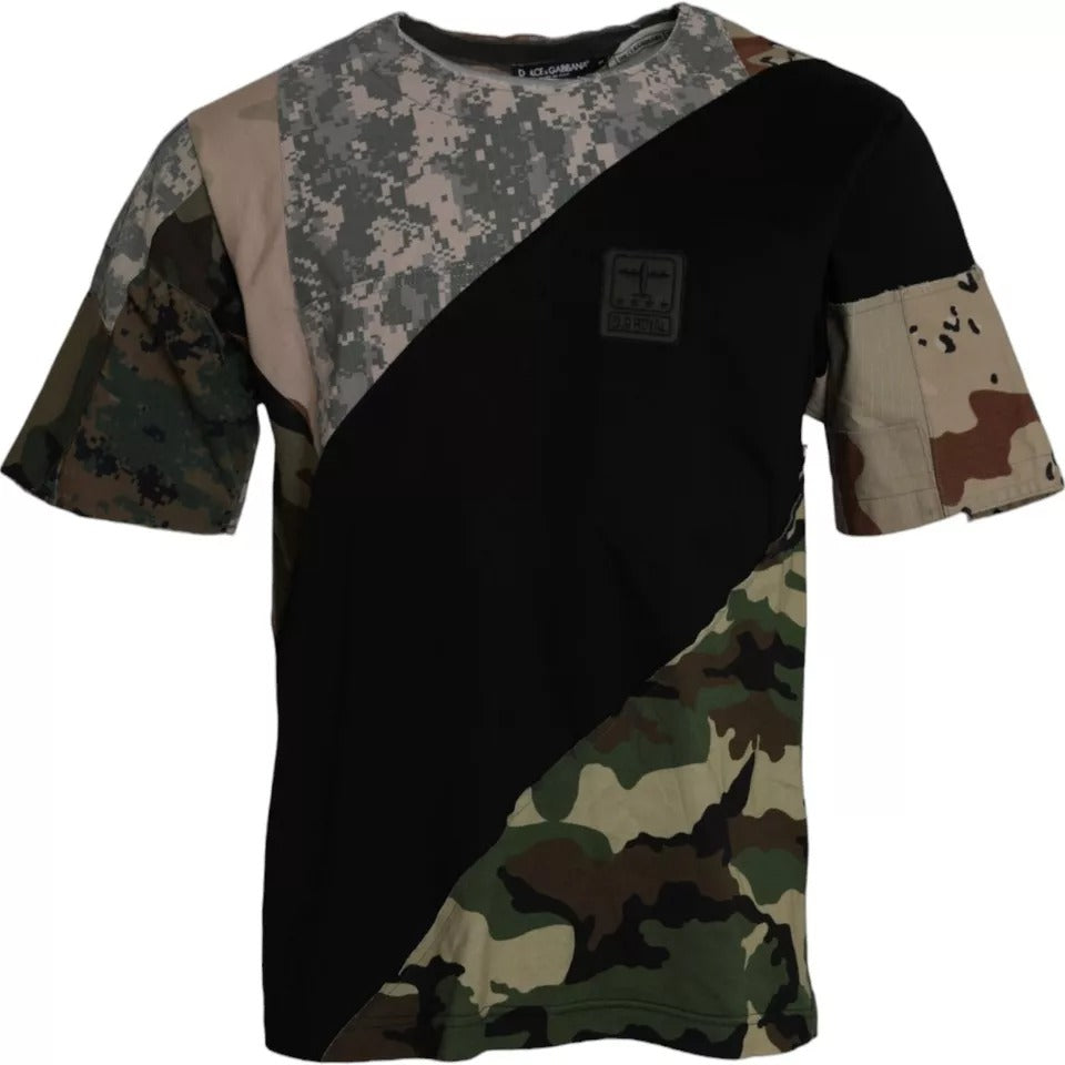 Multicolor Camouflage Cotton Round Neck Men T-shirt - ventzia