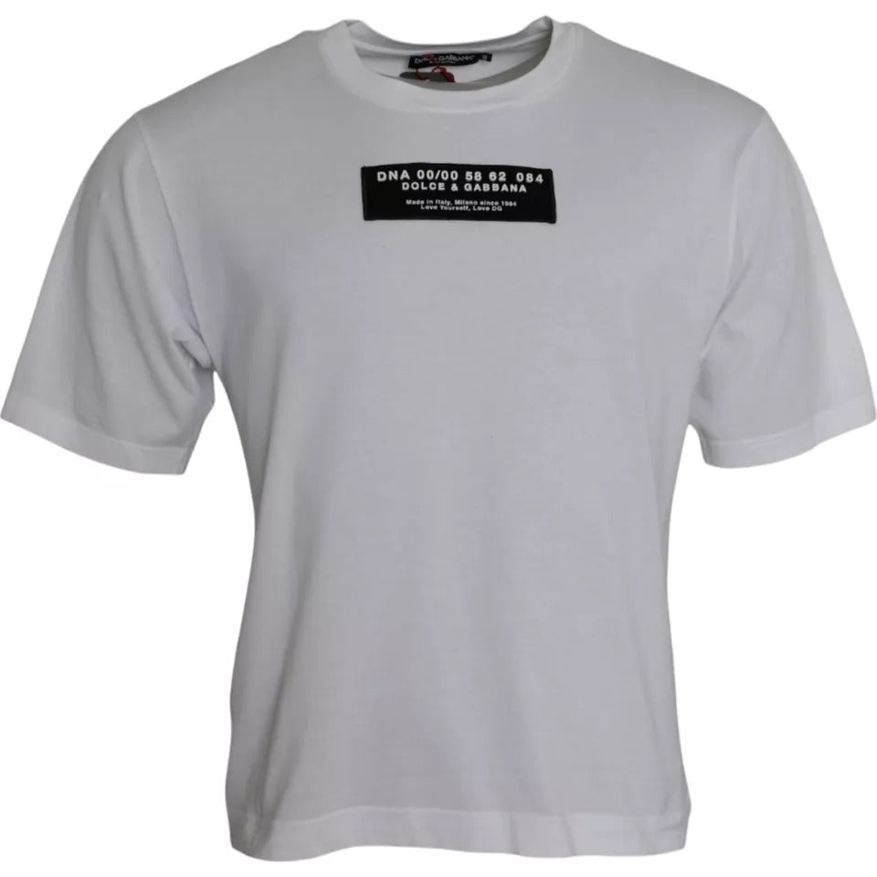 White Cotton DG Applique Men Casual T-shirt - ventzia