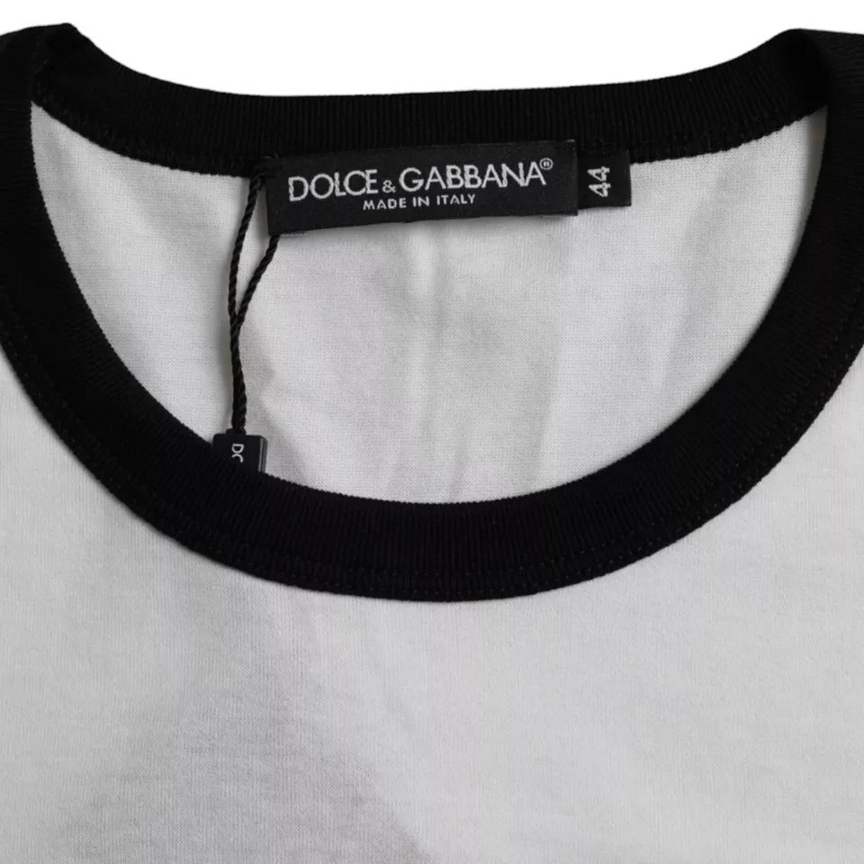 Black White Jazz Print Cotton Short Sleeves T-shirt - ventzia