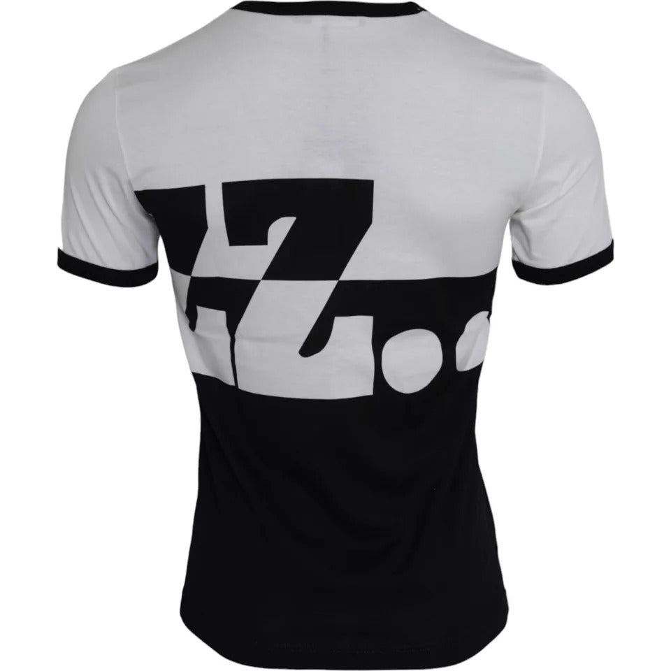 Black White Jazz Print Cotton Short Sleeves T-shirt - ventzia
