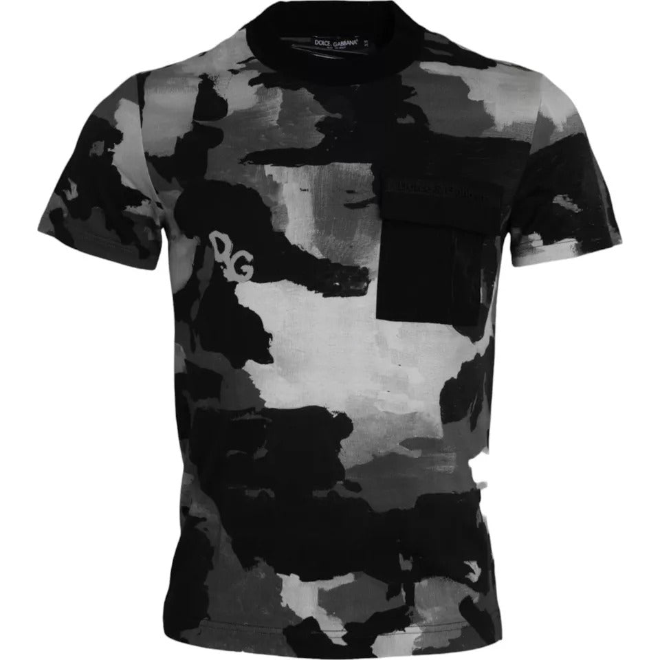 Multicolor Camouflage Cotton Crewneck T-shirt - ventzia