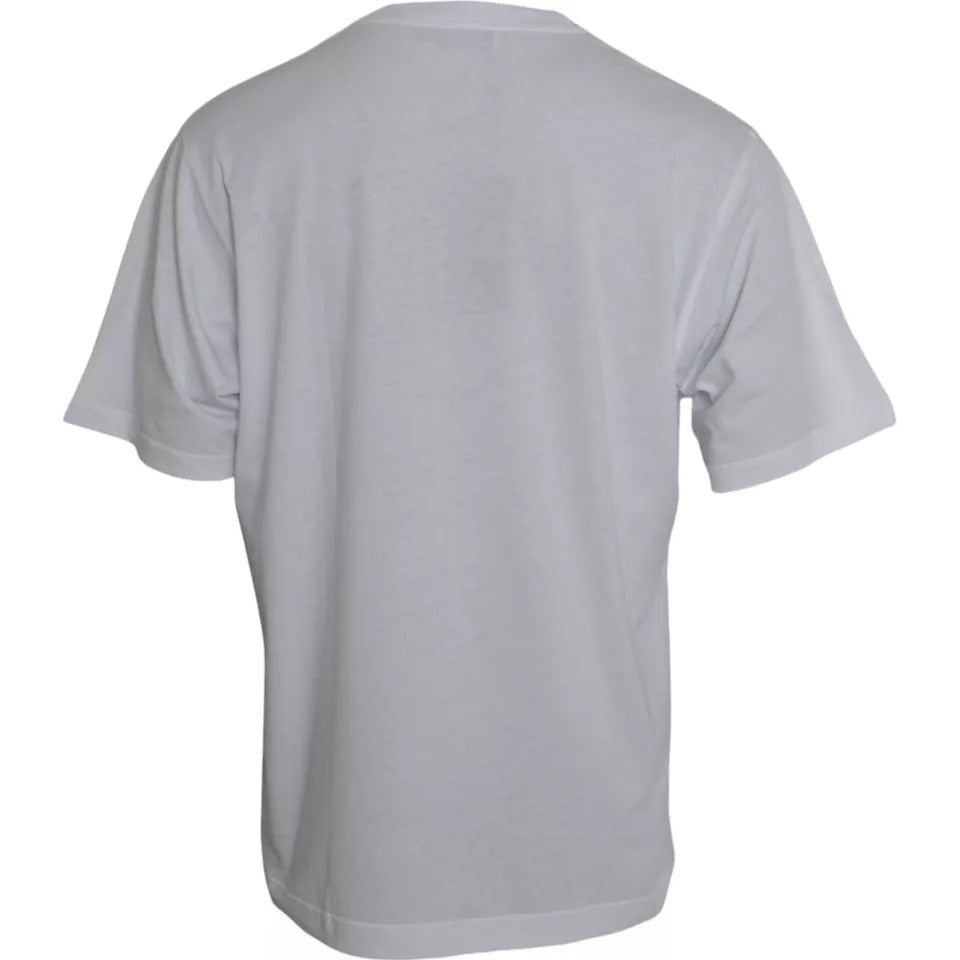 White Logo Round Neck Short Sleeves T-shirt - ventzia