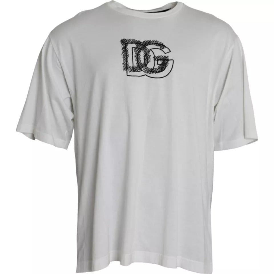 White Logo Round Neck Short Sleeves T-shirt - ventzia