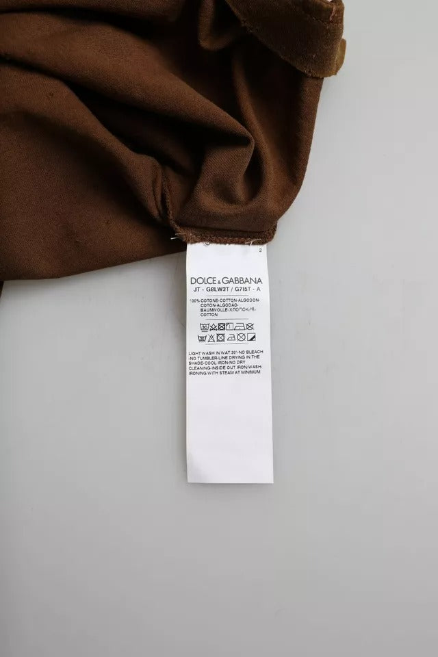Brown Color Splash Cotton Crew Neck T-shirt - ventzia