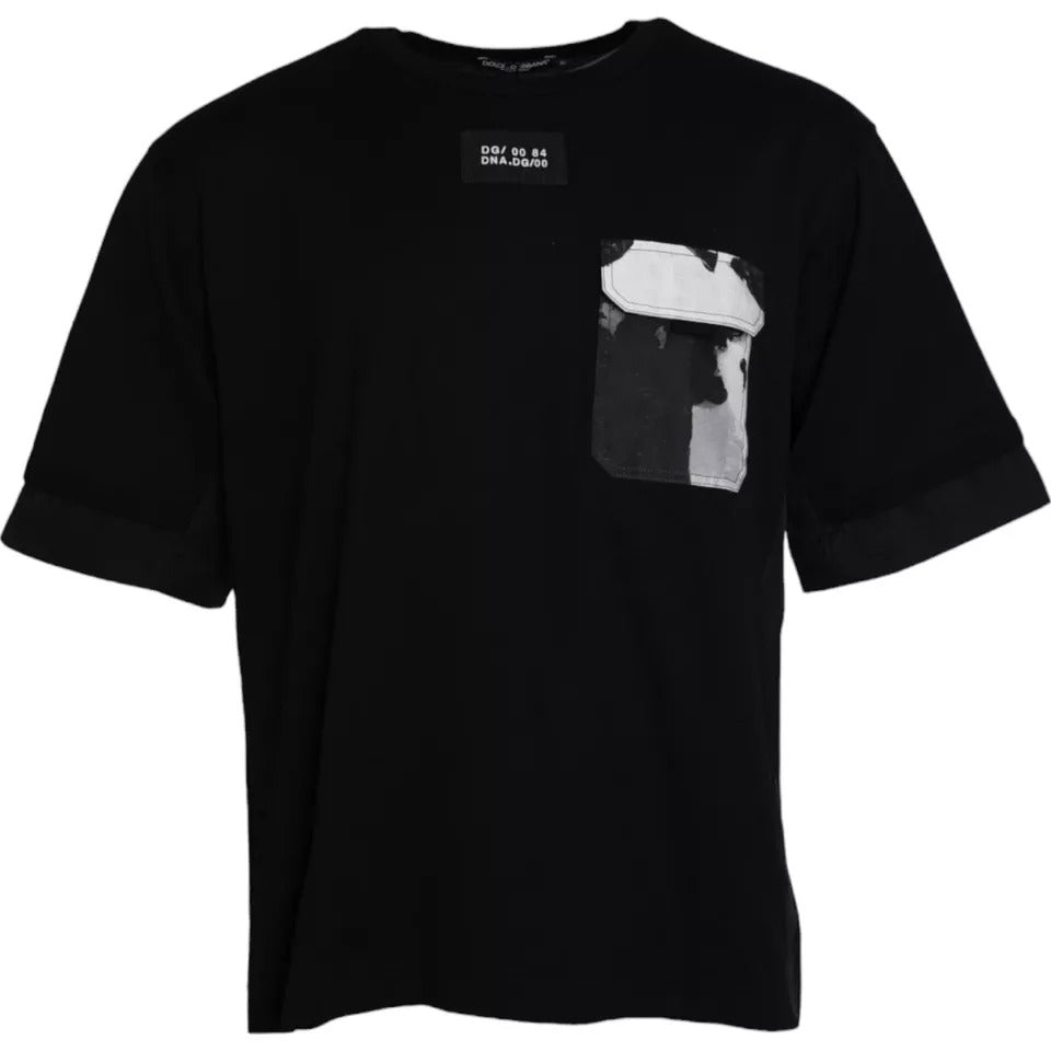 Black Cotton Pocket Short Sleeves Men T-shirt - ventzia