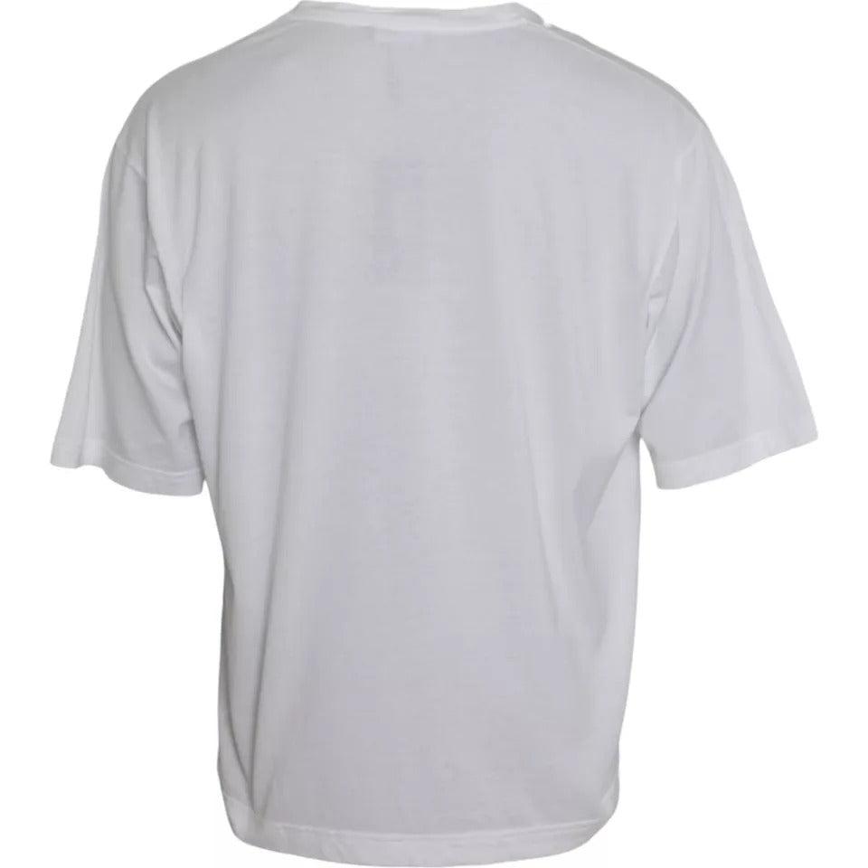 White Cotton Round Neck Short Sleeve T-shirt - ventzia