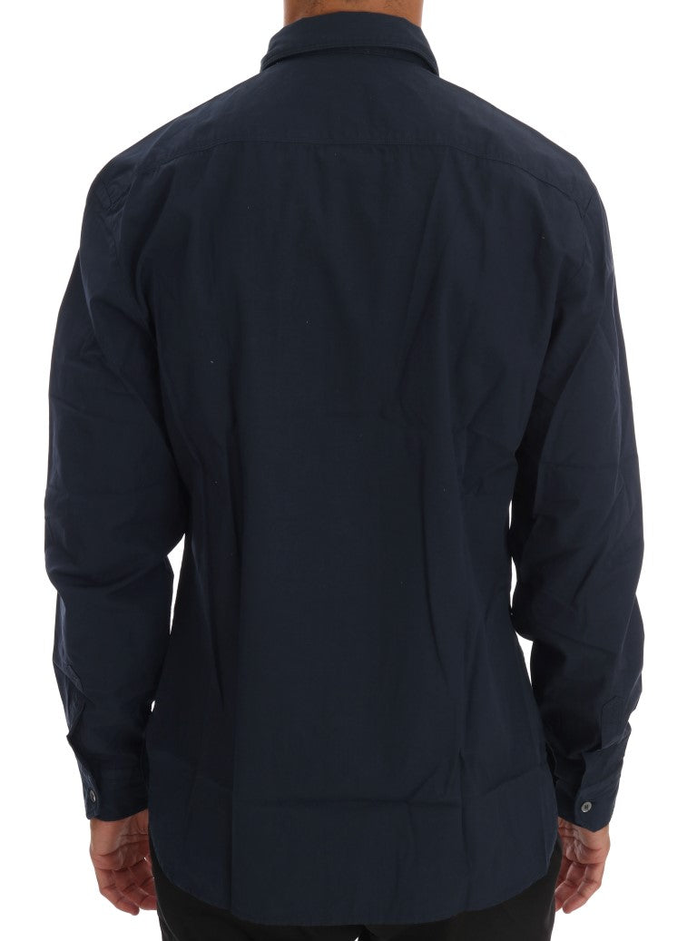 Elegant Blue Cotton Casual Shirt - ventzia