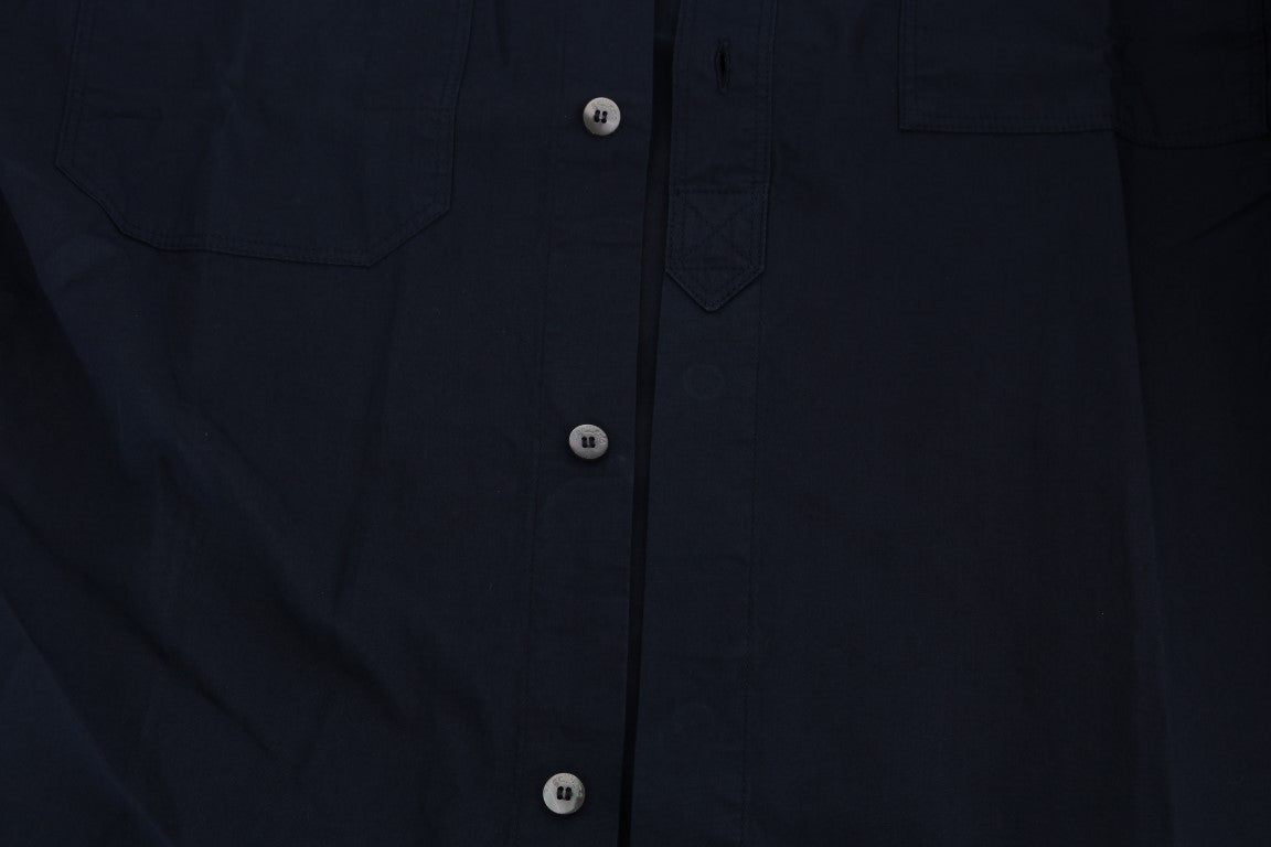 Elegant Blue Cotton Casual Shirt - ventzia