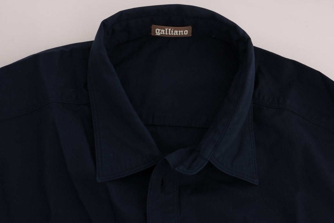 Elegant Blue Cotton Casual Shirt - ventzia