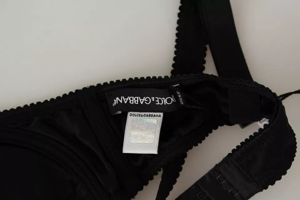 Black Silk Lace Balconcino Bra Underwear - ventzia