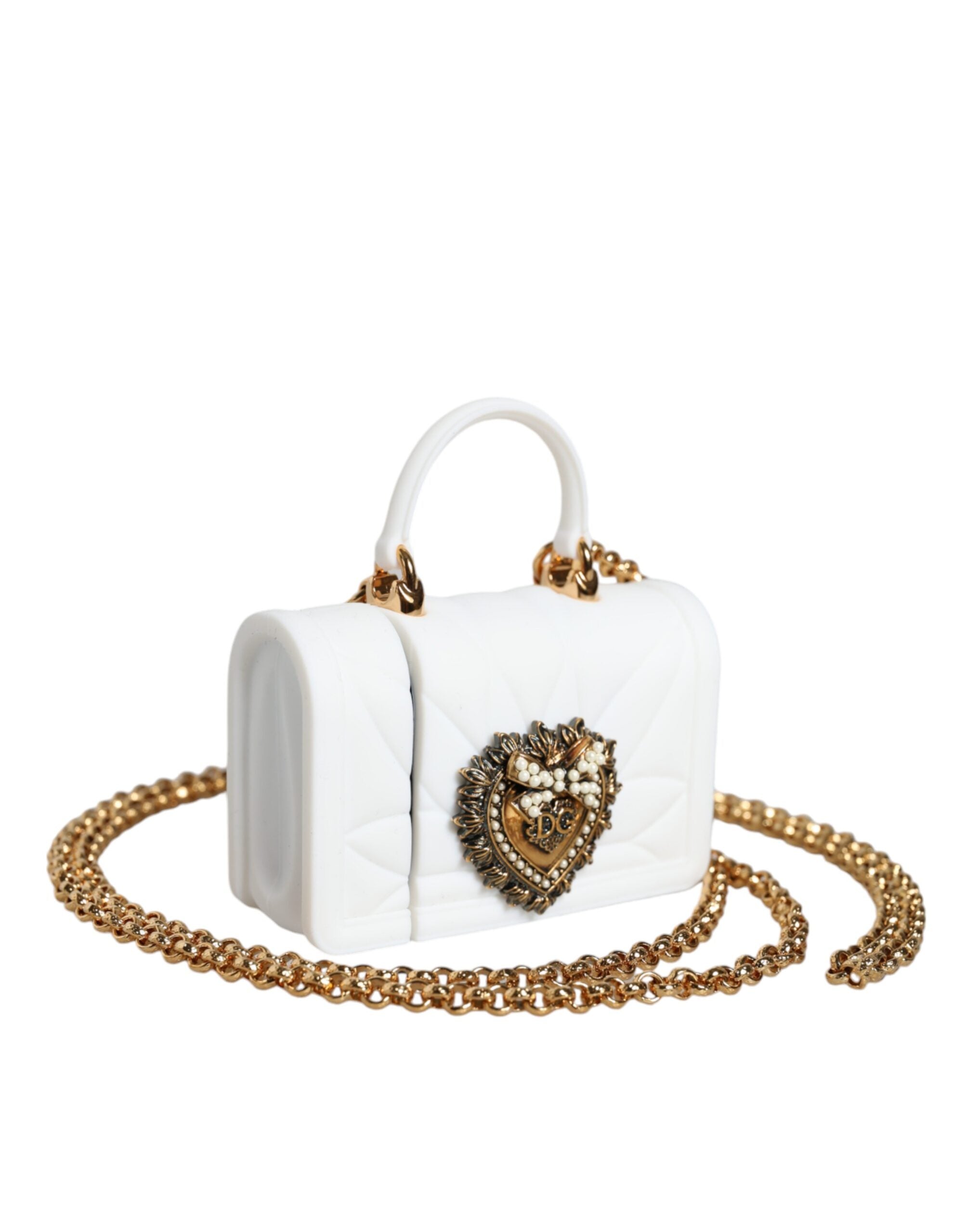 White Silicone Devotion Heart Cover Hand Bag Airpod Case - ventzia