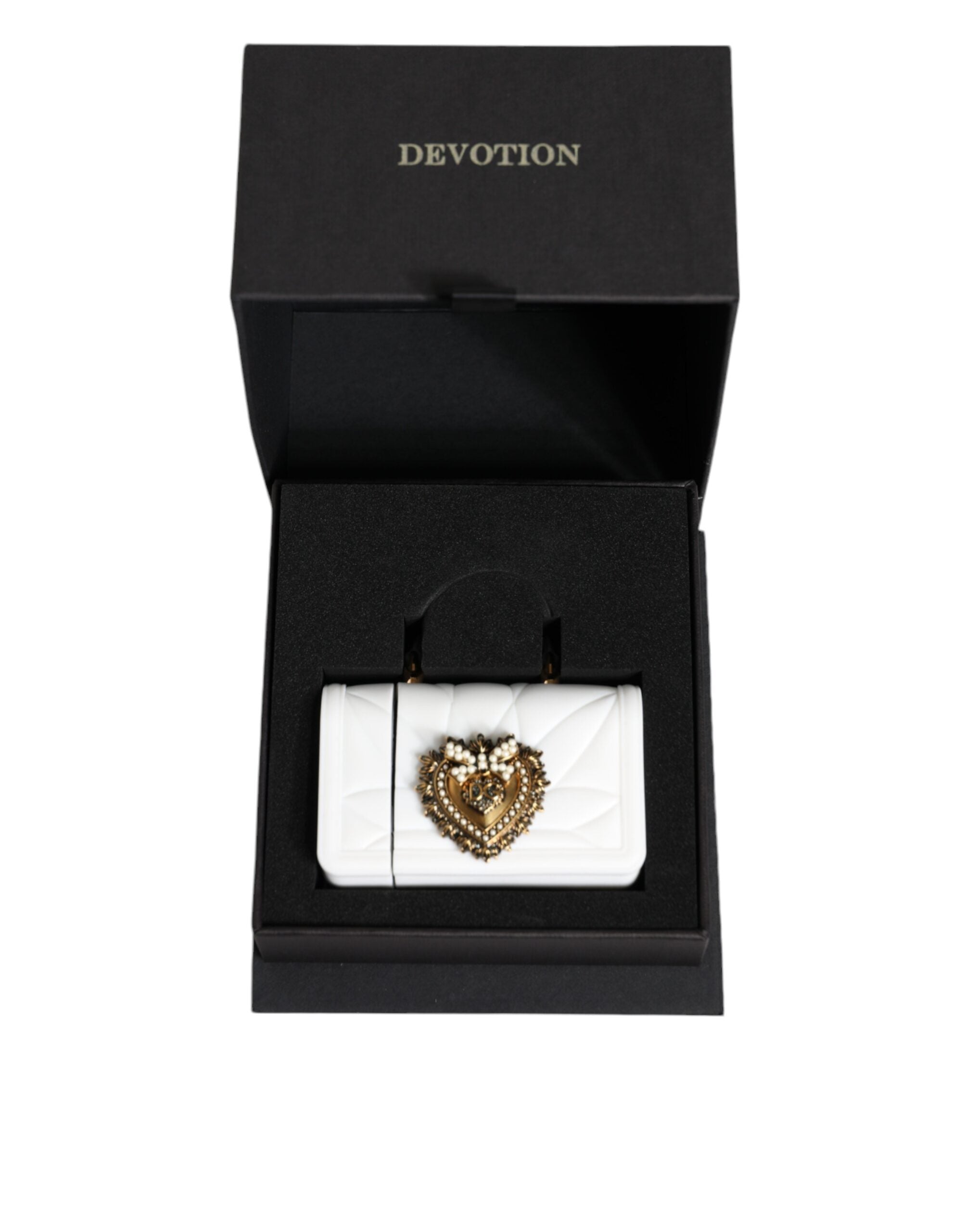 White Silicone Devotion Heart Cover Hand Bag Airpod Case - ventzia