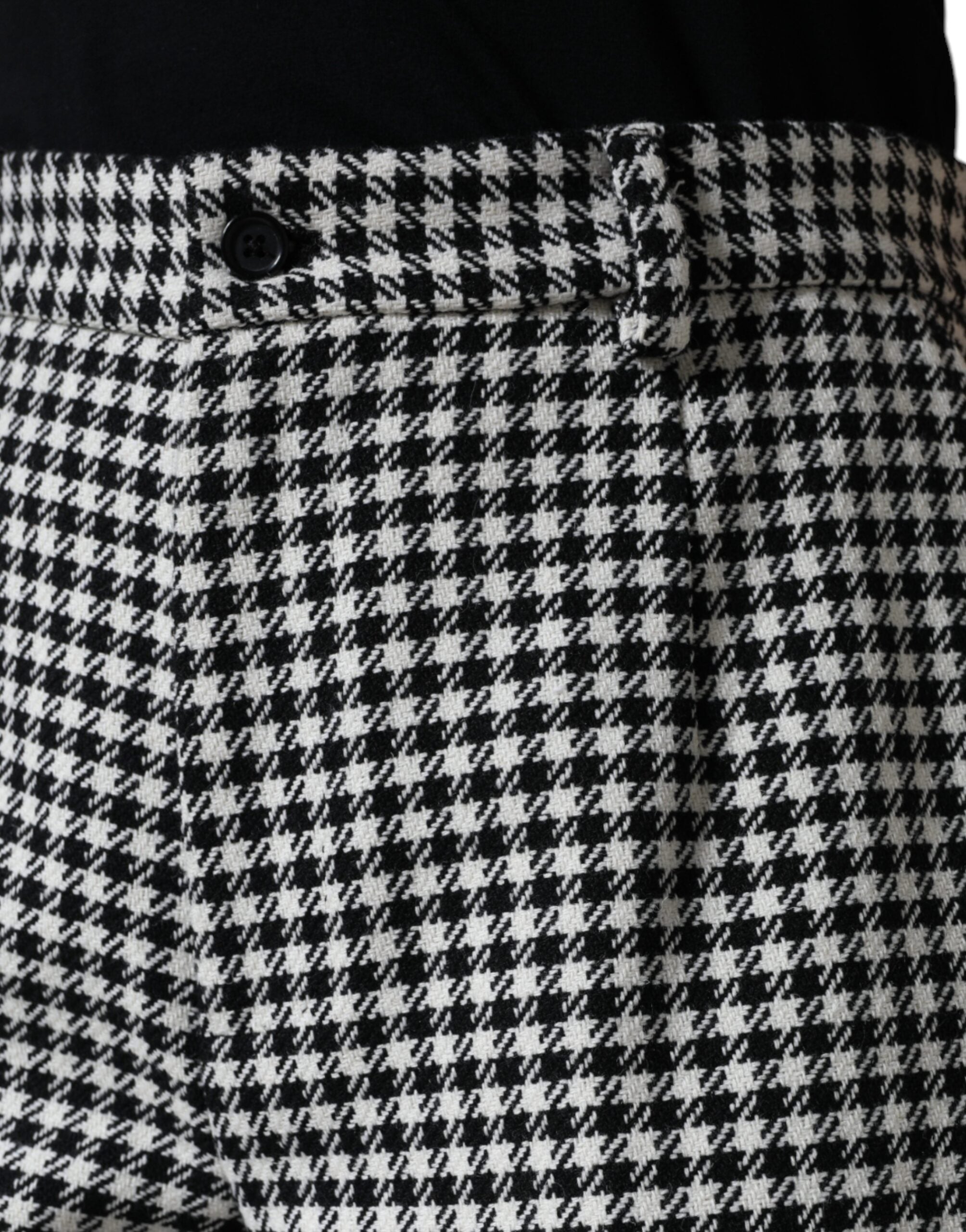 Black White Houndstooth Cropped Wide Leg Pants - ventzia