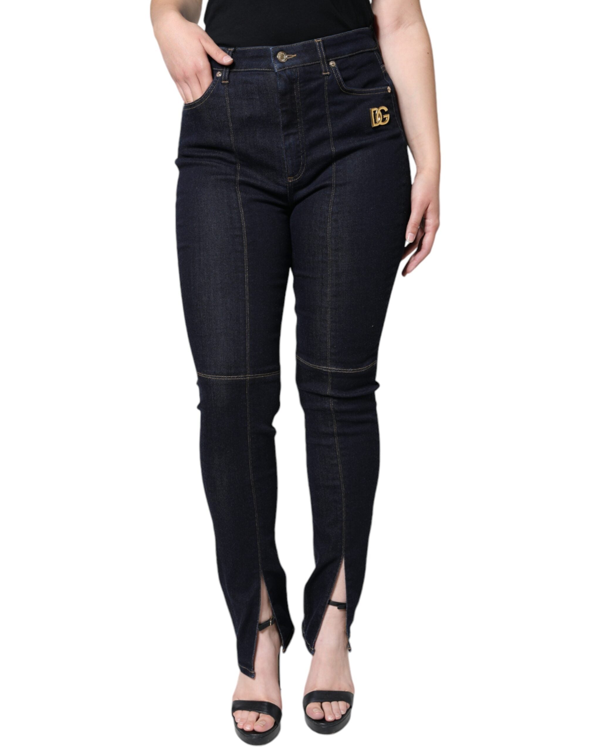 Black Cotton Blend Skinny Denim Jeans - ventzia
