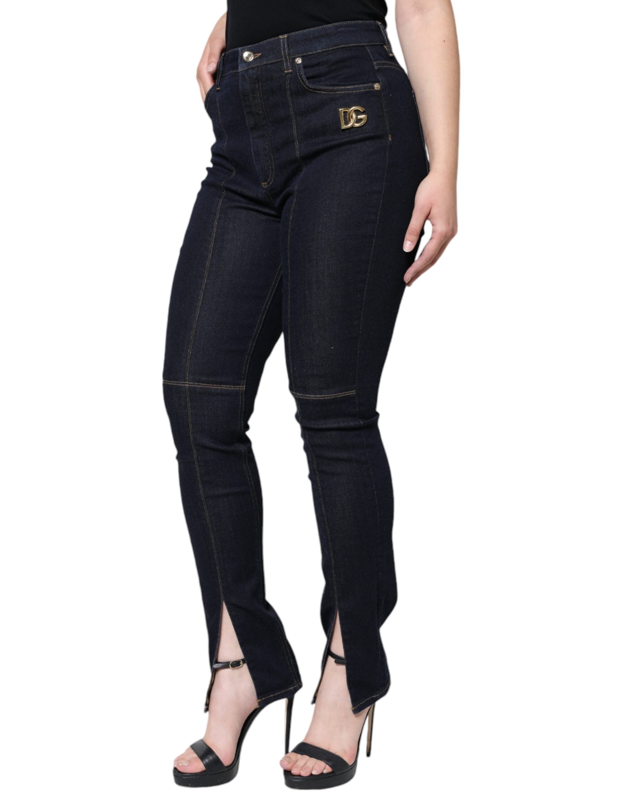 Black Cotton Blend Skinny Denim Jeans - ventzia