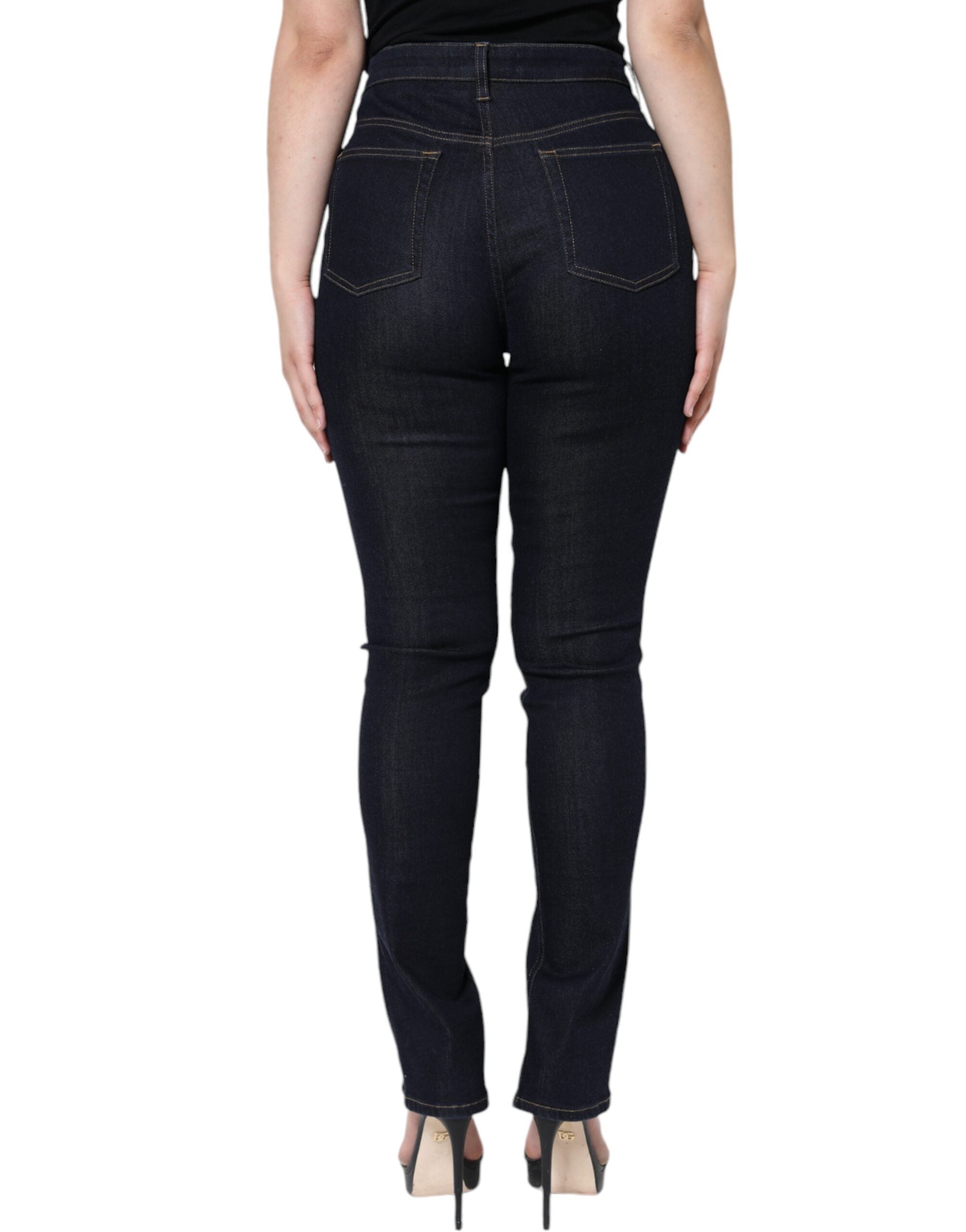 Black Cotton Blend Skinny Denim Jeans - ventzia