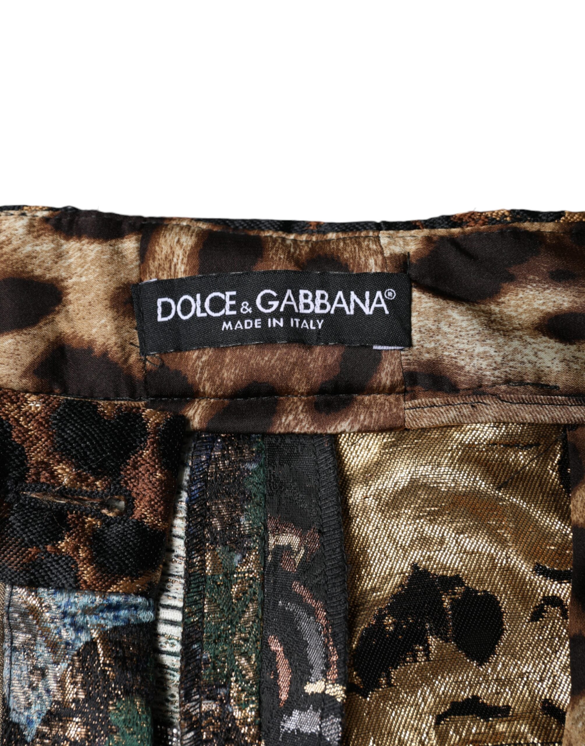 Multicolor Patchwork Jacquard High Waist Pants - ventzia