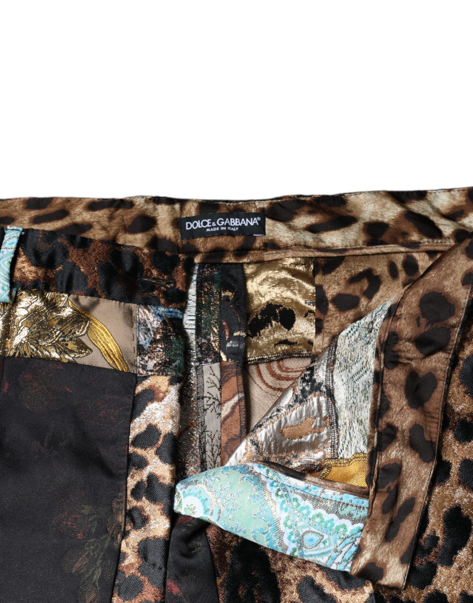 Multicolor Patchwork Jacquard High Waist Pants - ventzia