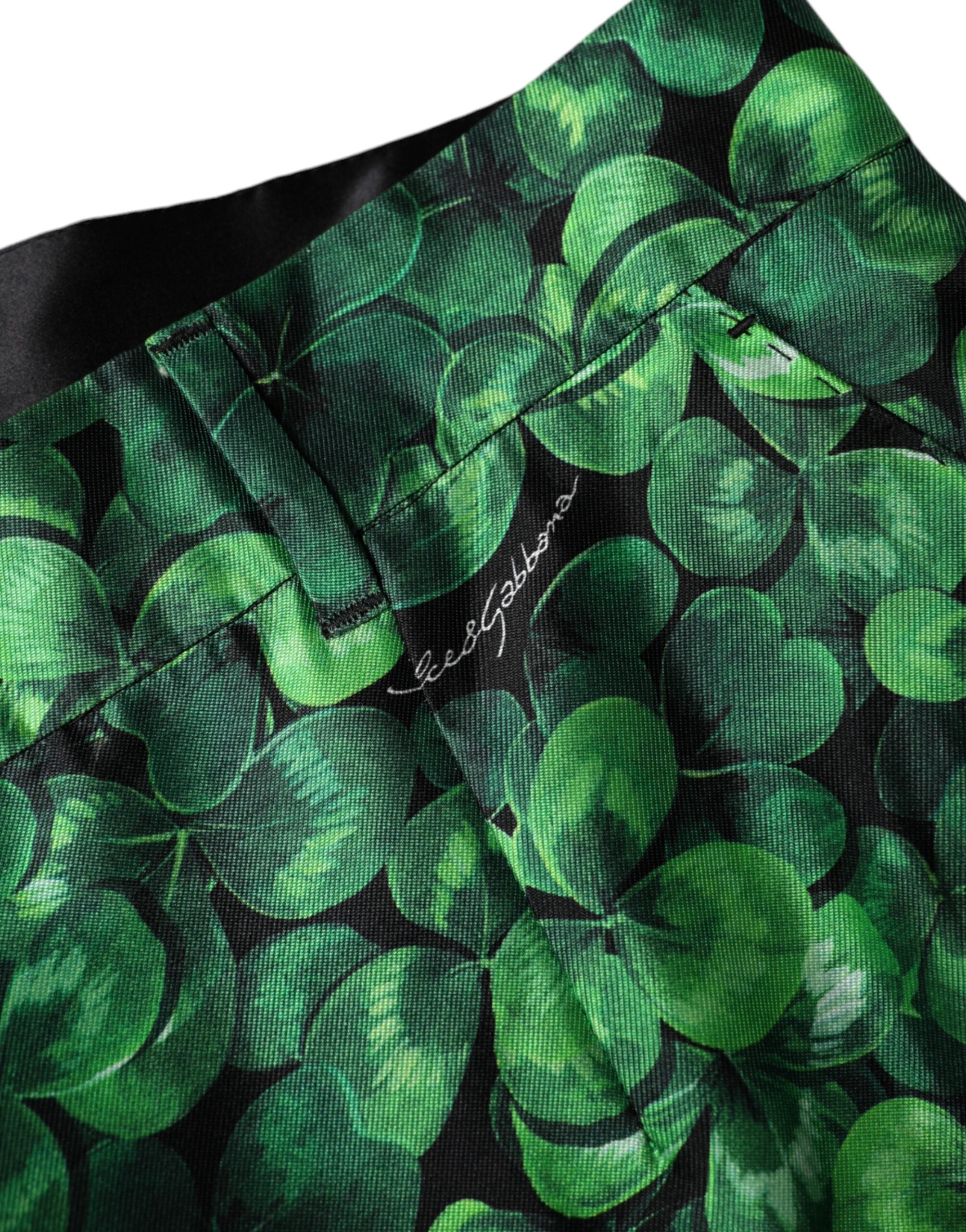 Green Clover Silk Satin High Waist Tapered Pants - ventzia