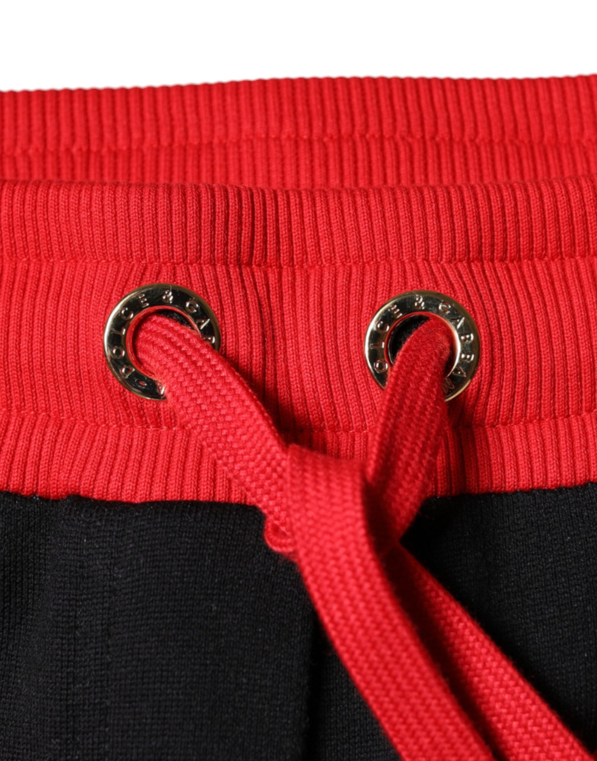 Black Red Cherry Mid Waist Jogger Pants - ventzia