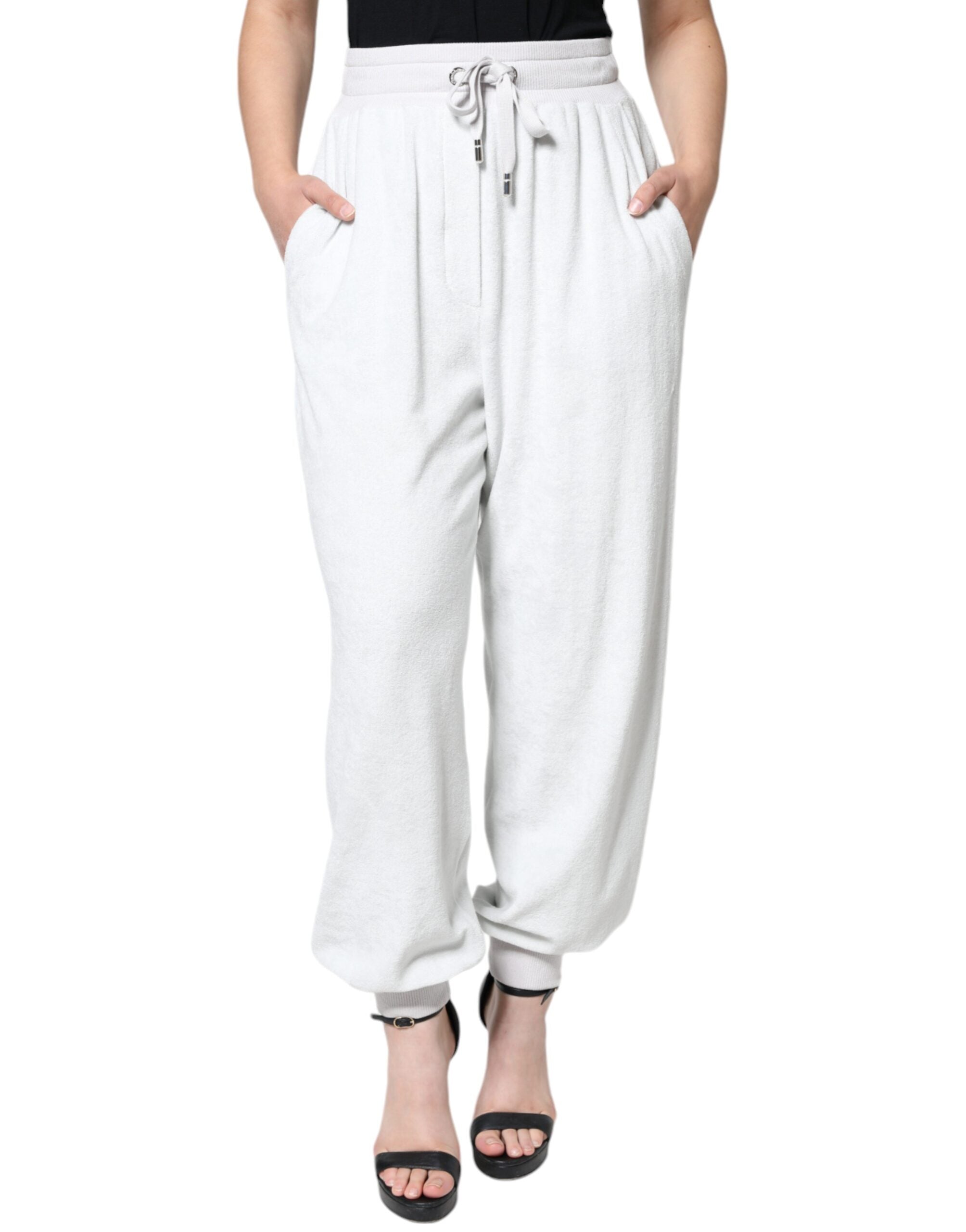 White Nylon Jogger Sweatpants Pants - ventzia