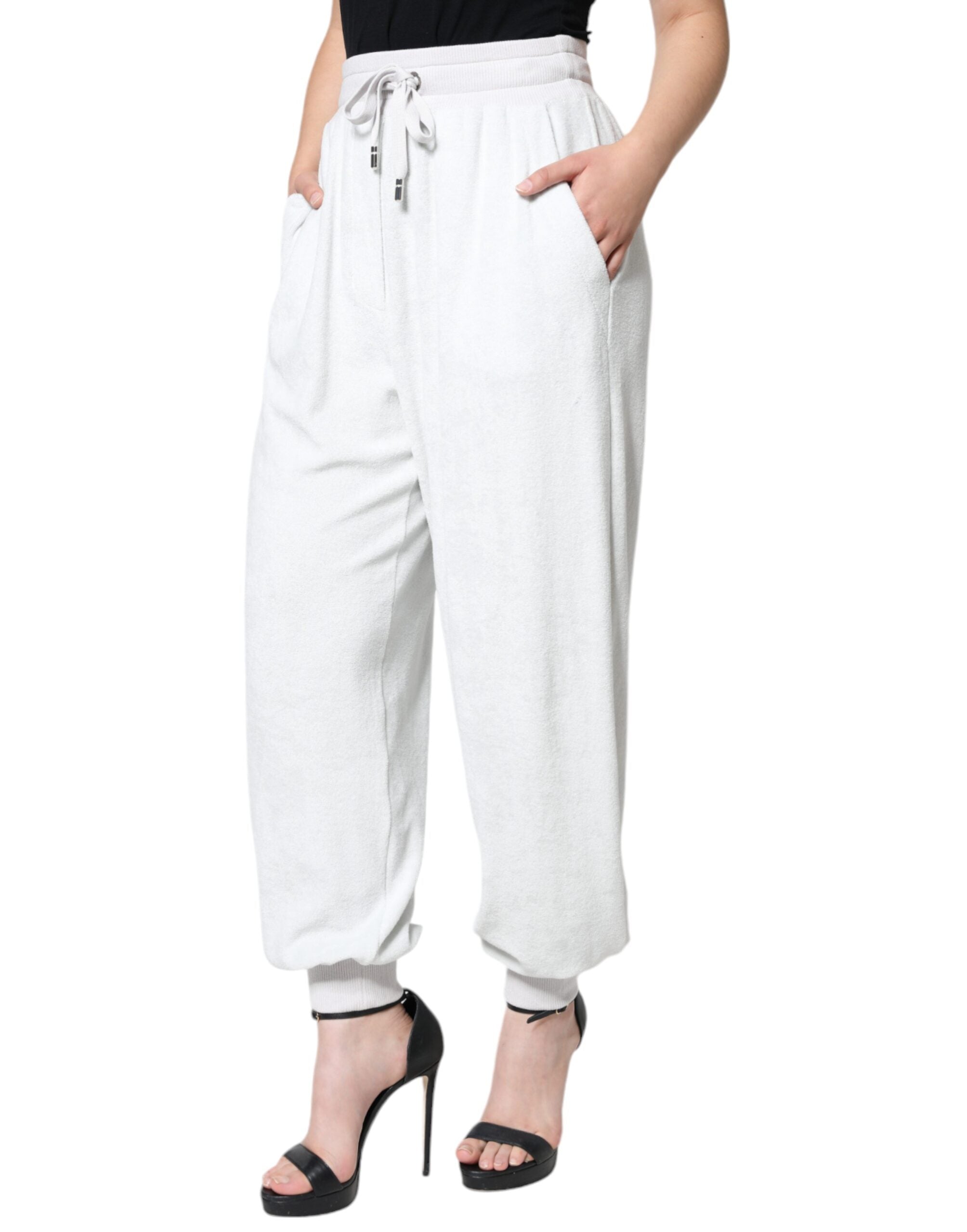 White Nylon Jogger Sweatpants Pants - ventzia
