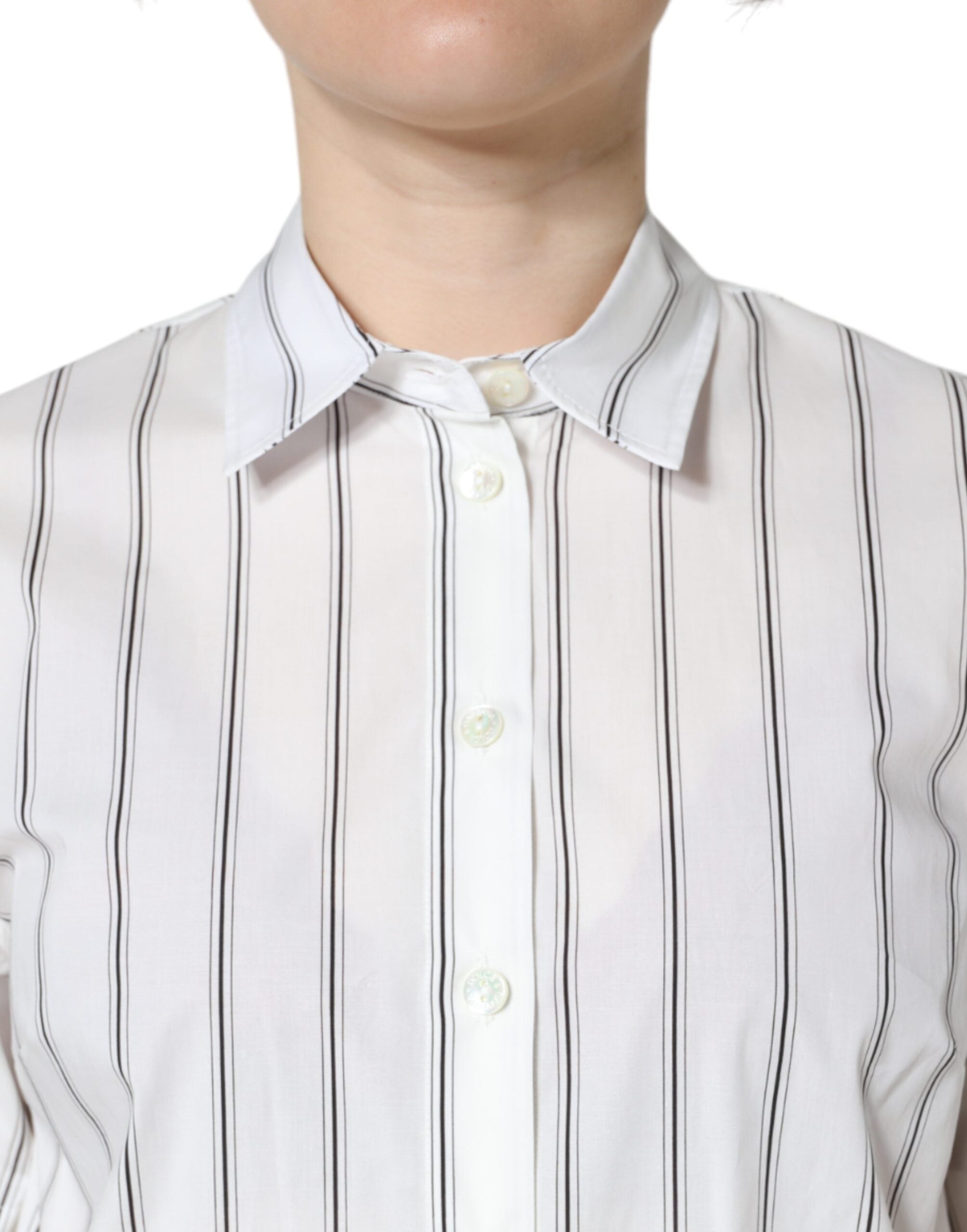 White Striped Collared Short Sleeve Polo Top - ventzia