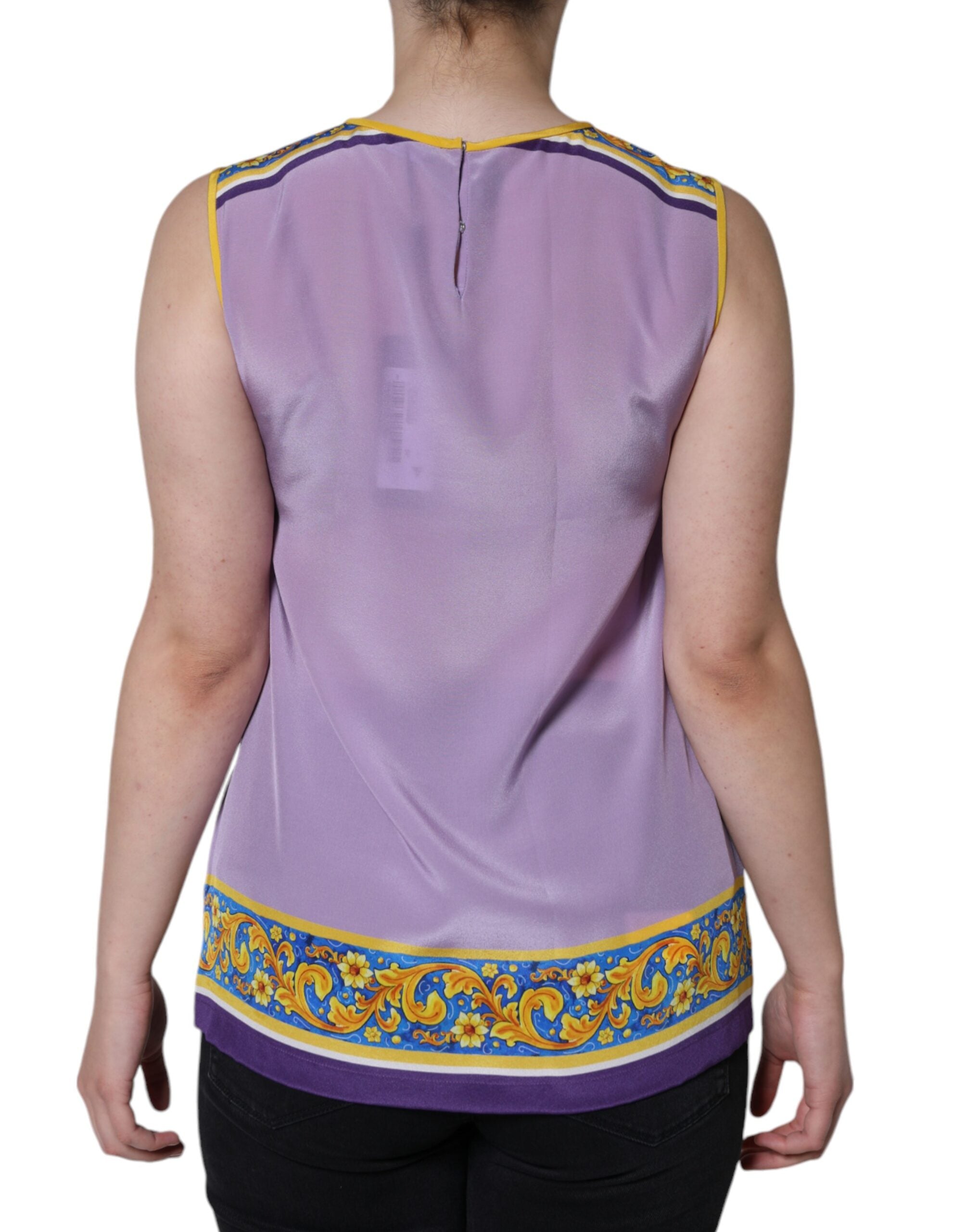 Purple Silk Caponata Siciliana Print Tank Top - ventzia