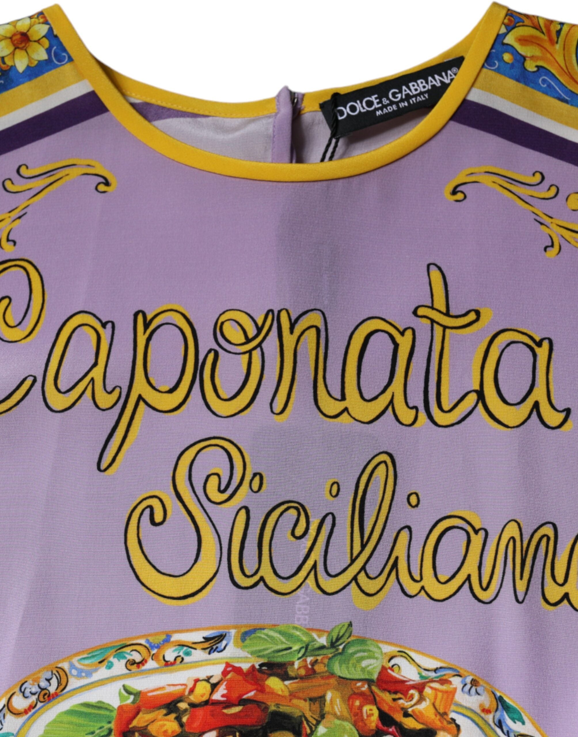 Purple Silk Caponata Siciliana Print Tank Top - ventzia