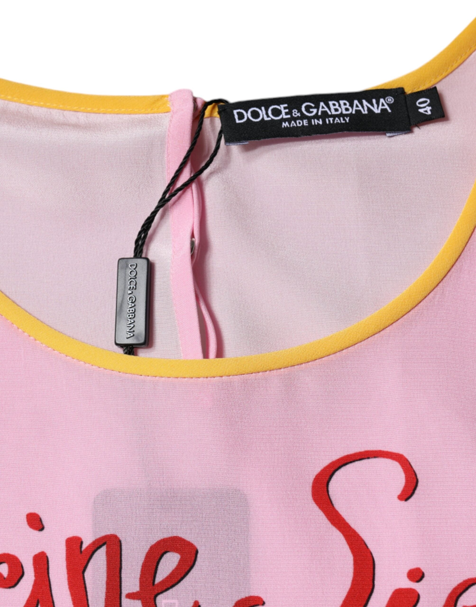Pink Silk Araneine Siciliana Print Short Sleeves Top - ventzia