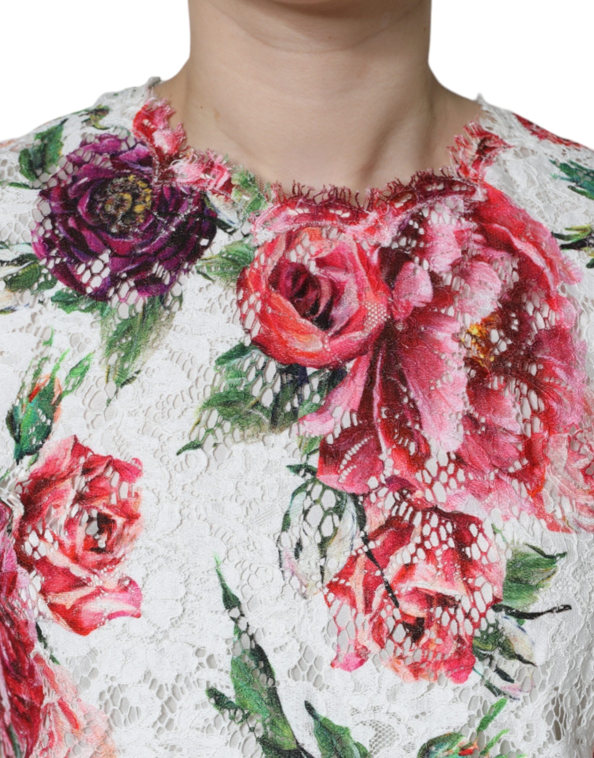 White Peony Lace Short Sleeves Blouse Top - ventzia