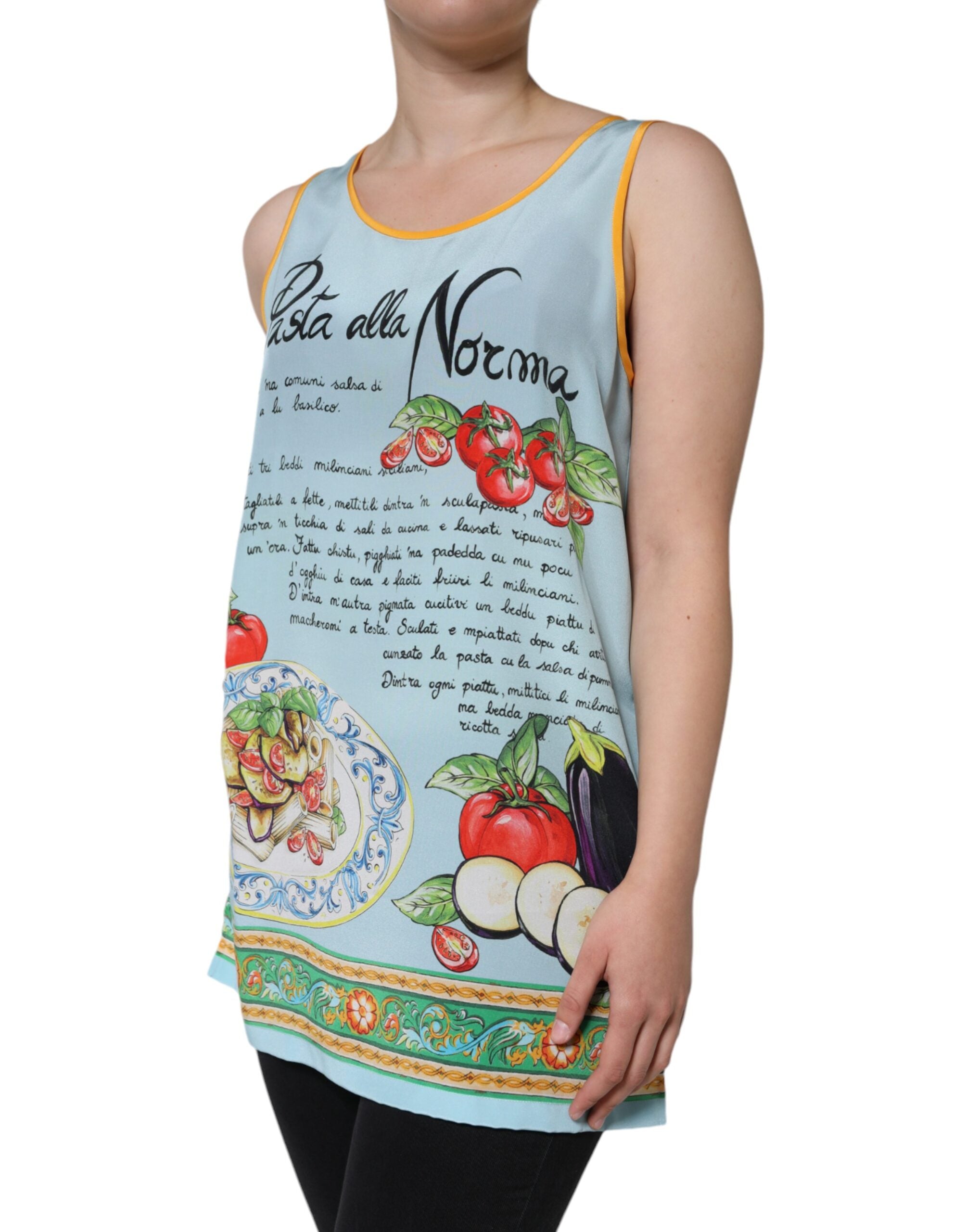 Multicolor Pasta Alla Norma Print Tank Top - ventzia