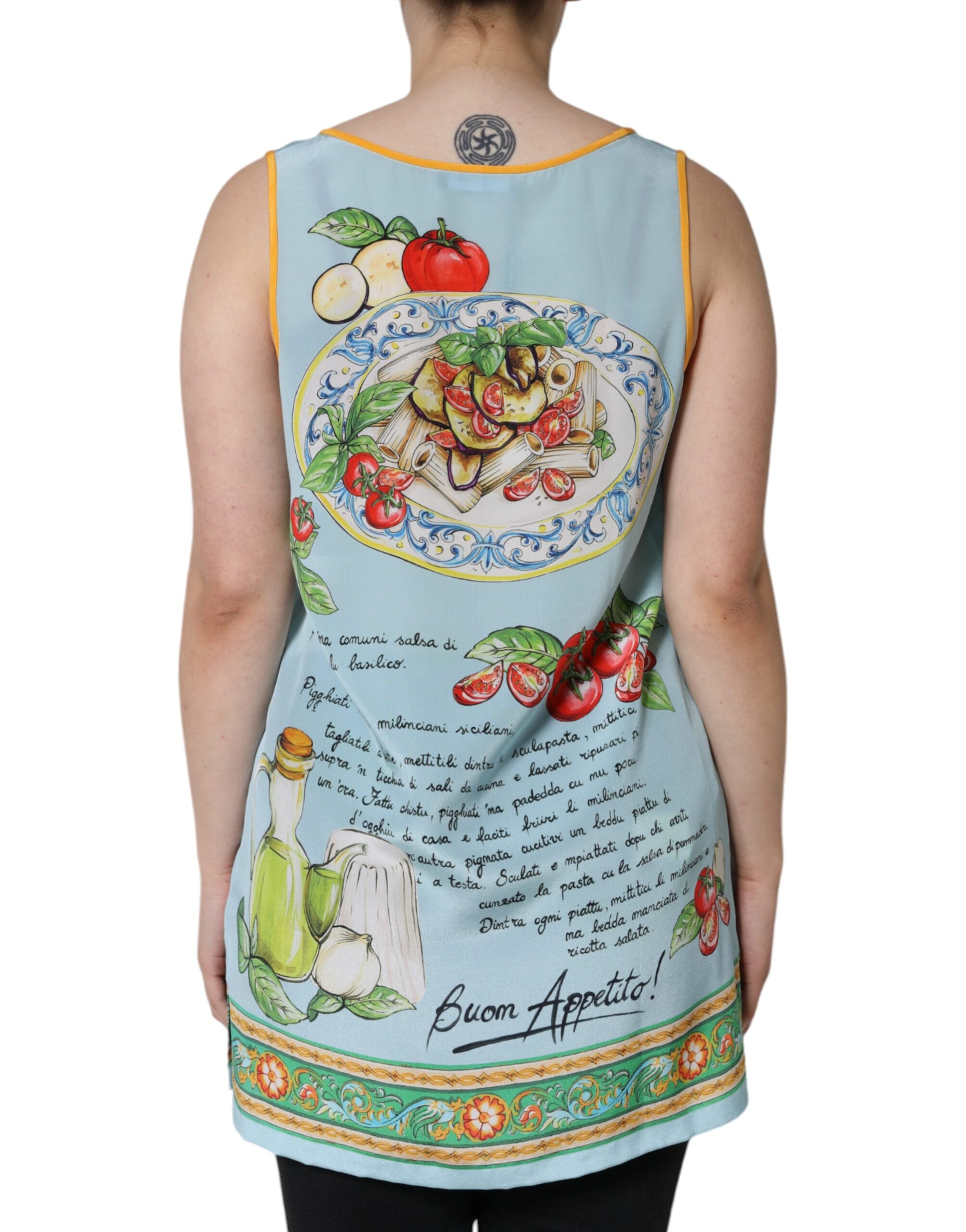 Multicolor Pasta Alla Norma Print Tank Top - ventzia