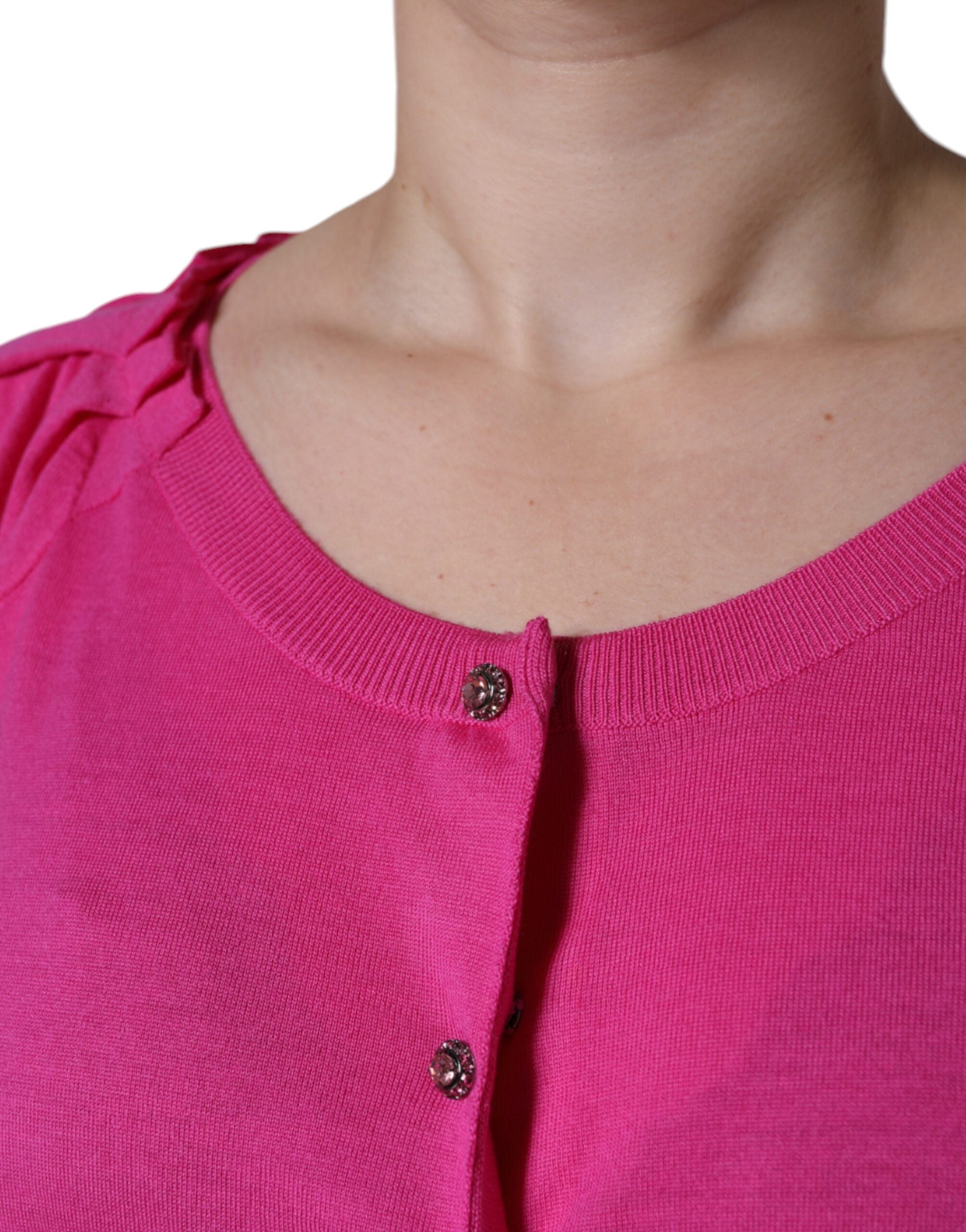 Pink Wool Button Down Short Sleeve Blouse Top - ventzia