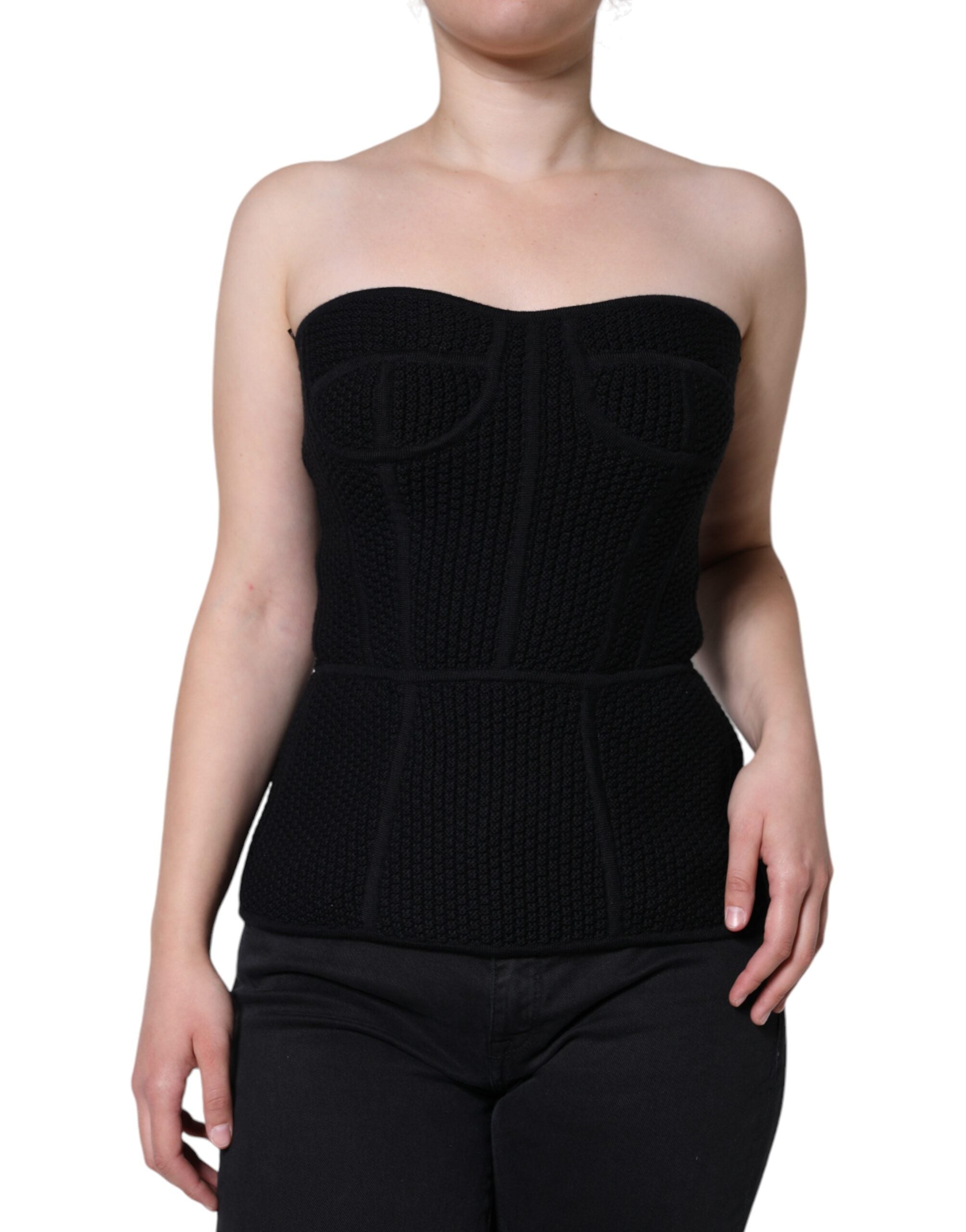 Black Bustier Sleeveless Corset Blouse Top - ventzia