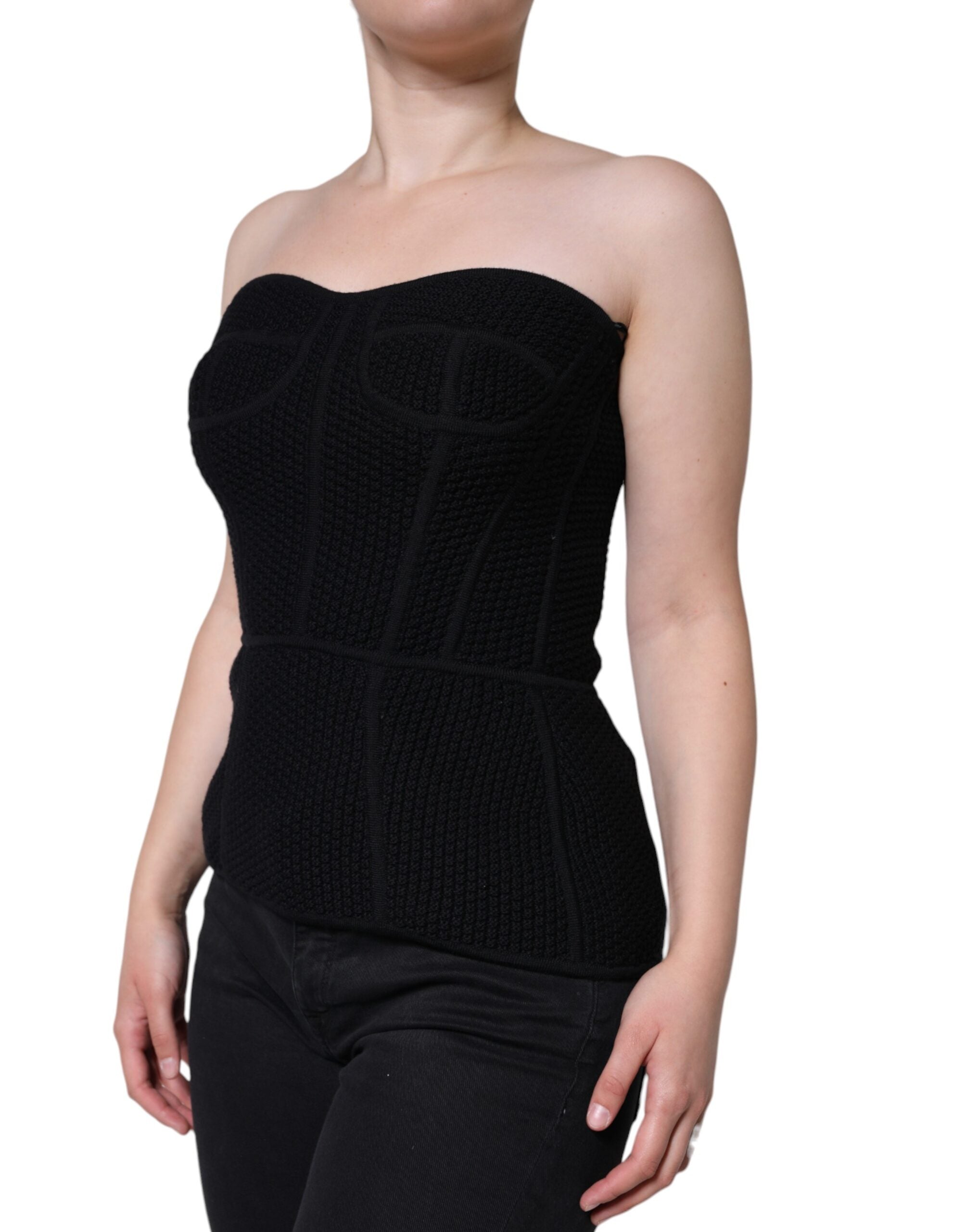 Black Bustier Sleeveless Corset Blouse Top - ventzia