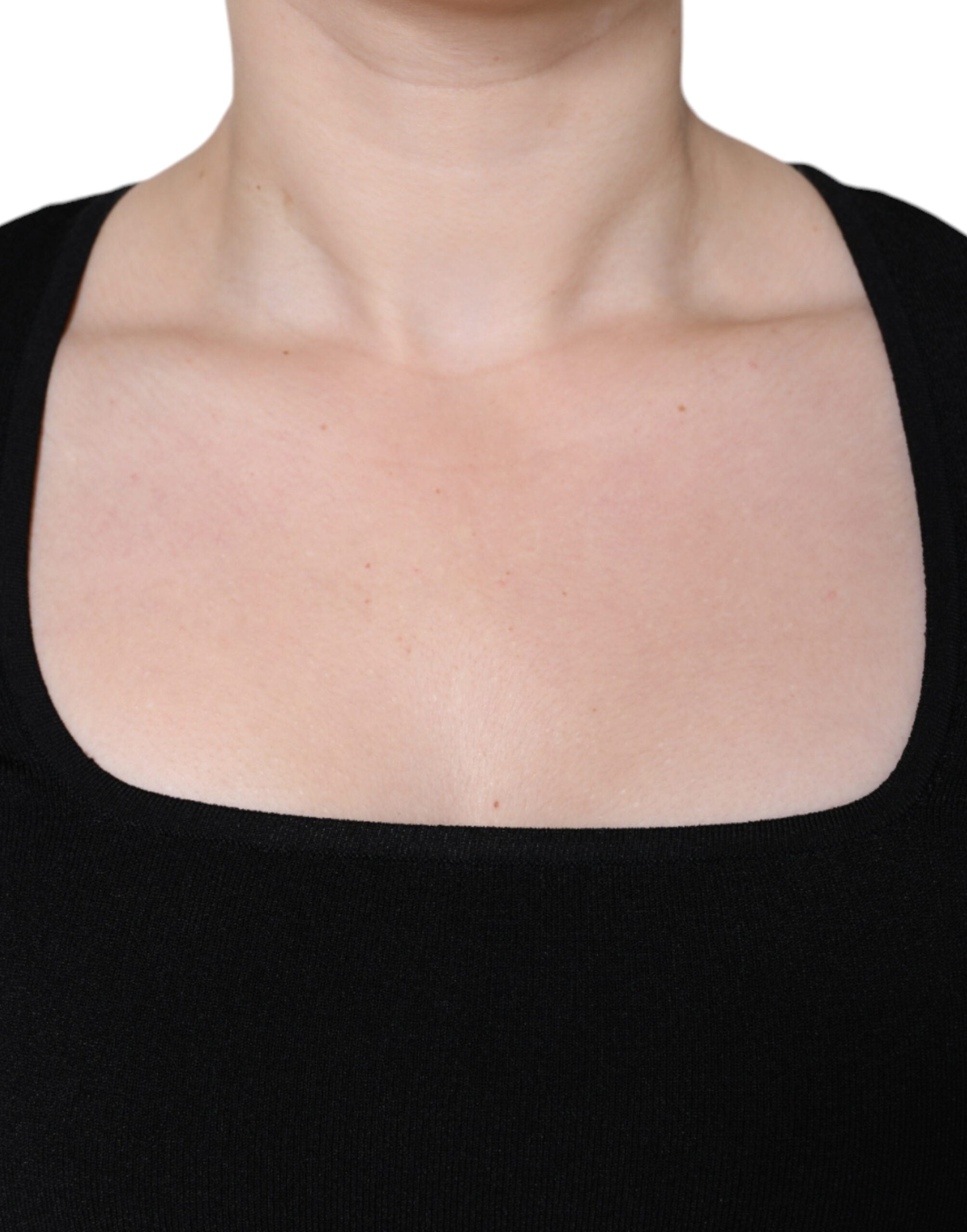 Black Long Sleeves Blouse Square Neck Top - ventzia