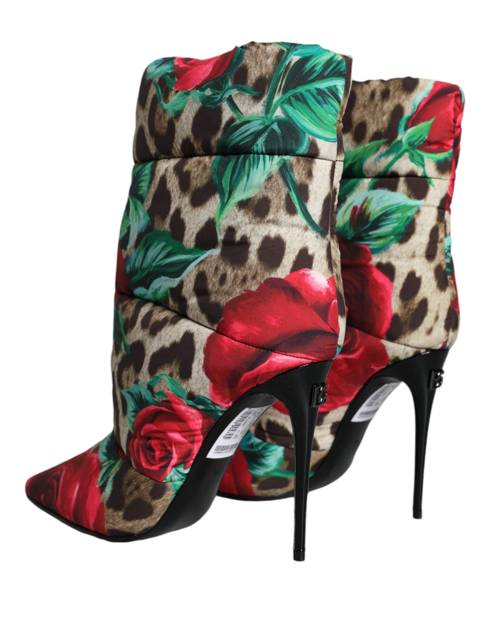 Multicolor Leopard Rose Mid Calf Boots Shoes - ventzia