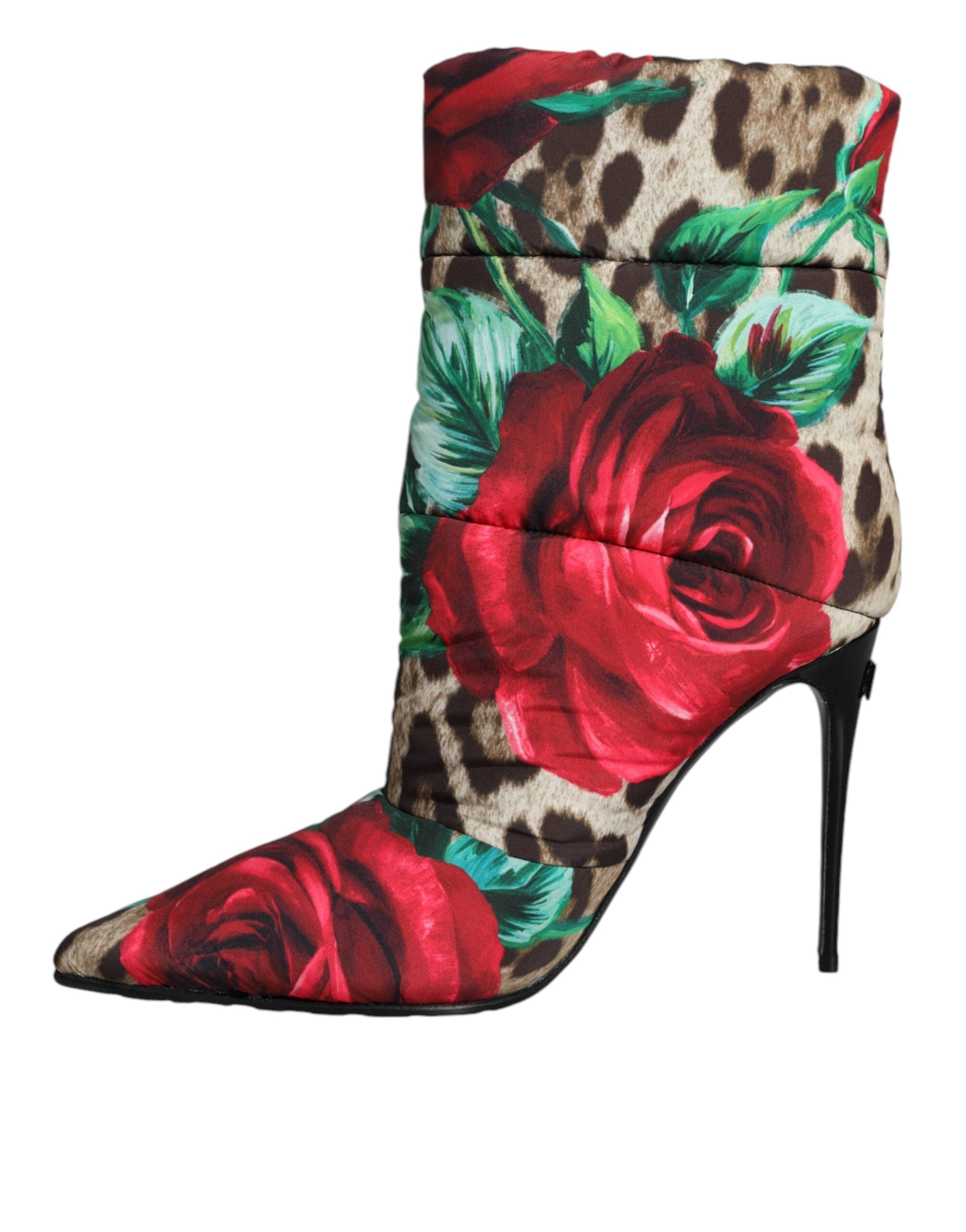 Multicolor Leopard Rose Mid Calf Boots Shoes - ventzia
