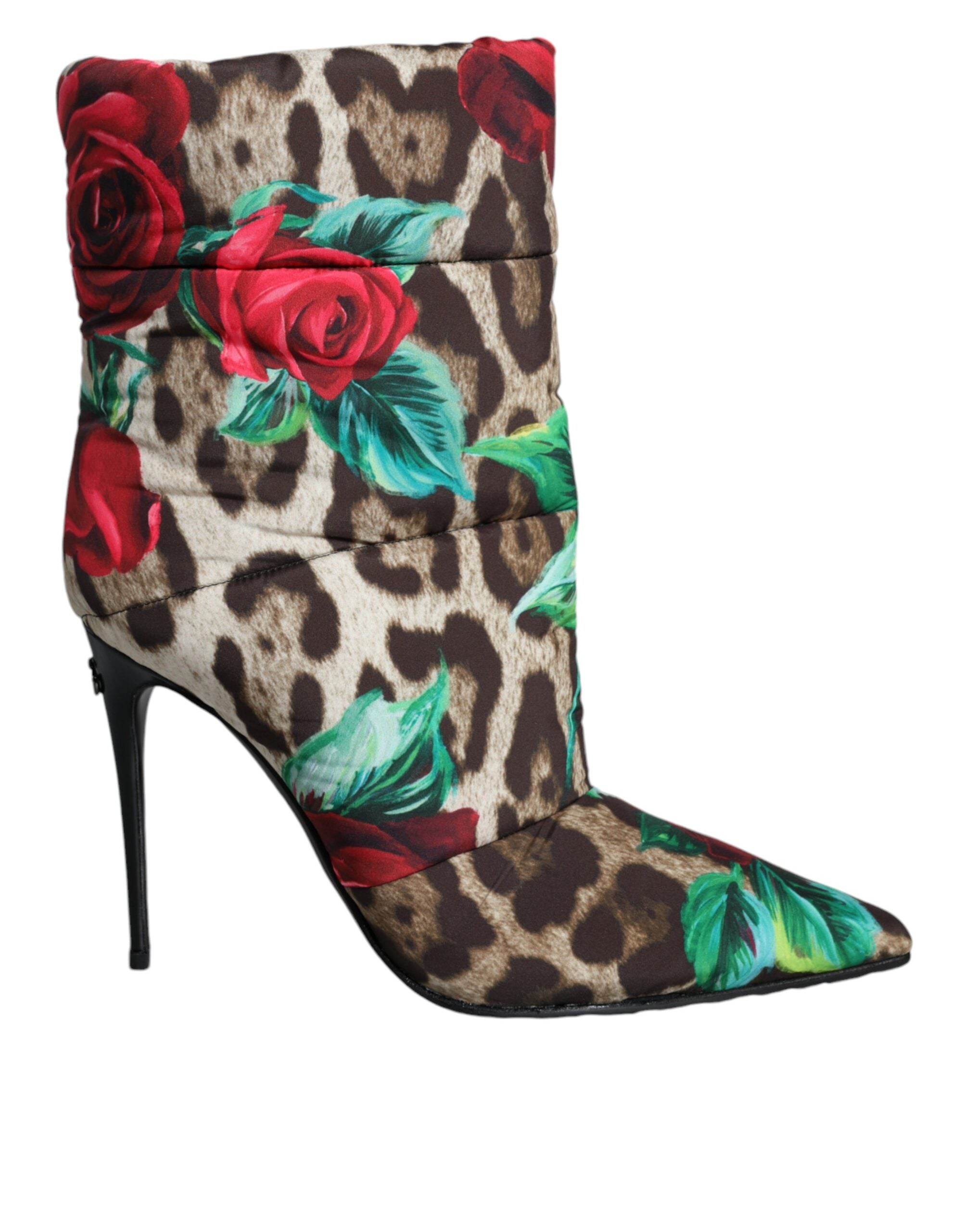 Multicolor Leopard Rose Mid Calf Boots Shoes - ventzia