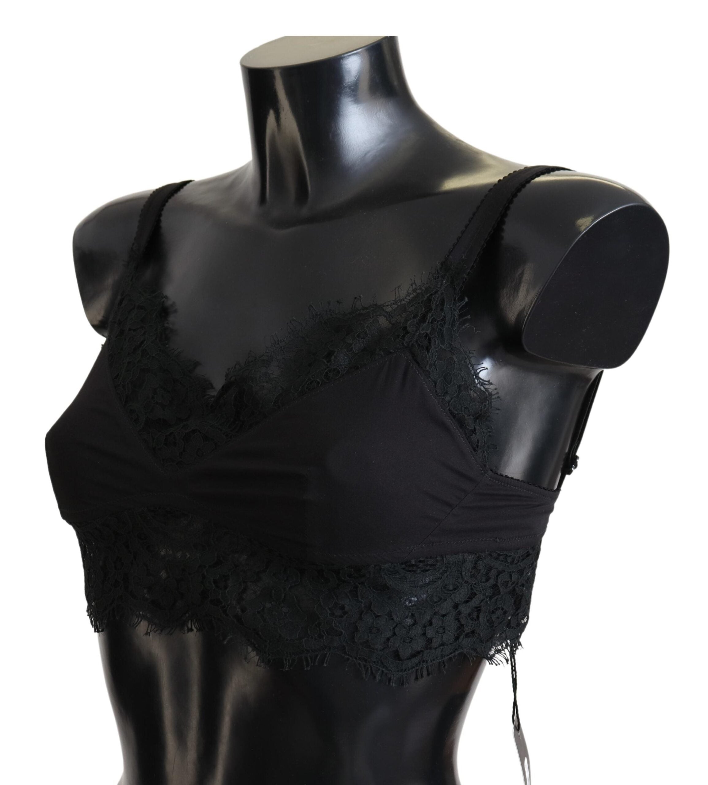 Black Floral Lace Stretch Bralette Underwear - ventzia