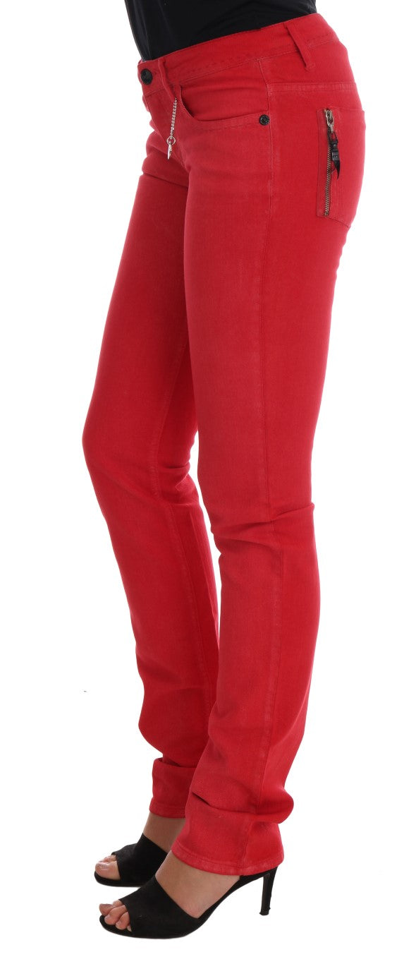 Radiant Red Super Slim Designer Jeans - ventzia