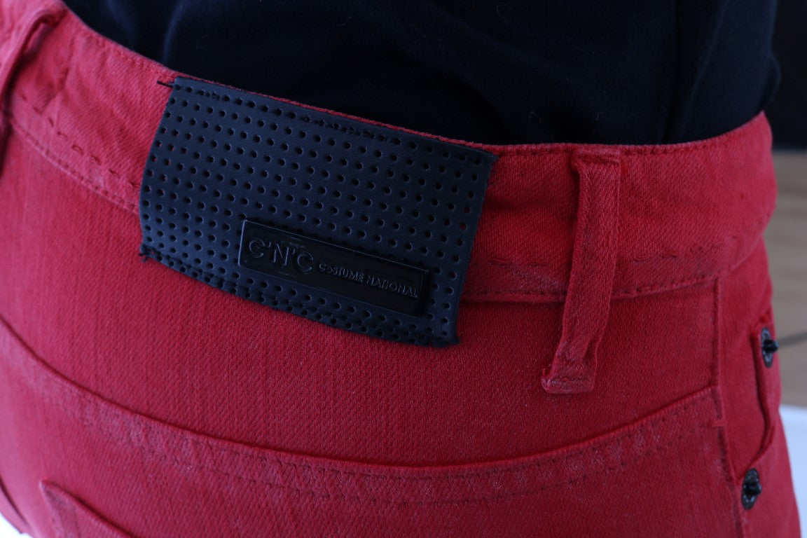 Radiant Red Super Slim Designer Jeans - ventzia