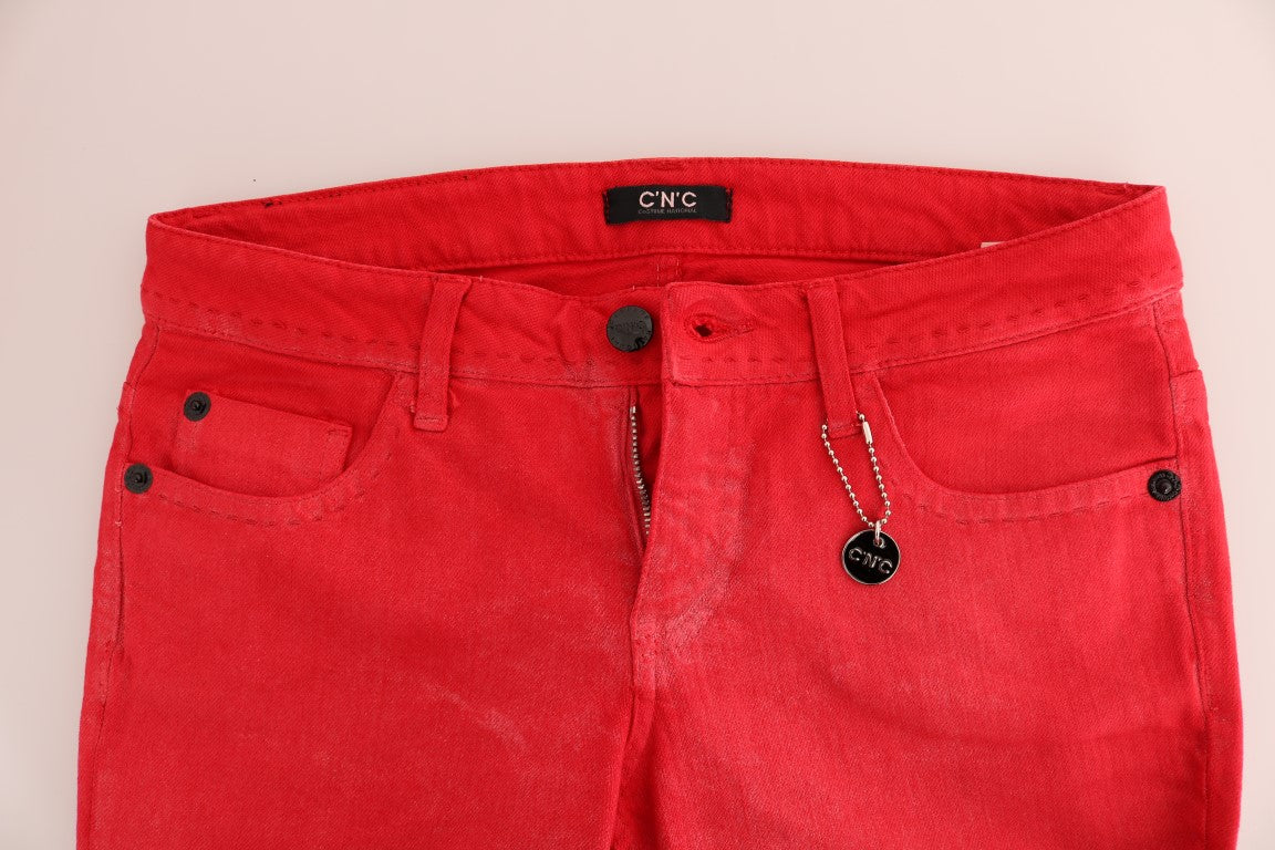 Radiant Red Super Slim Designer Jeans - ventzia
