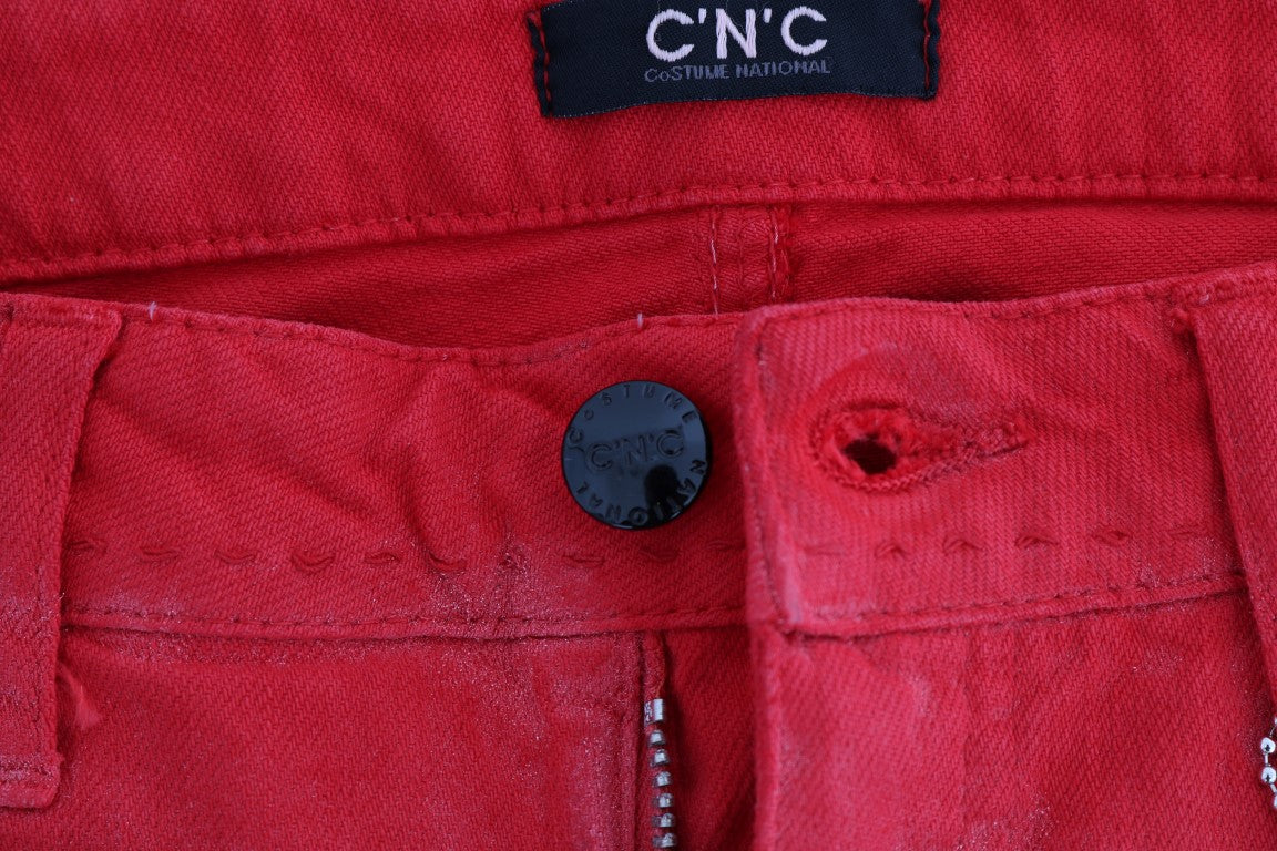 Radiant Red Super Slim Designer Jeans - ventzia