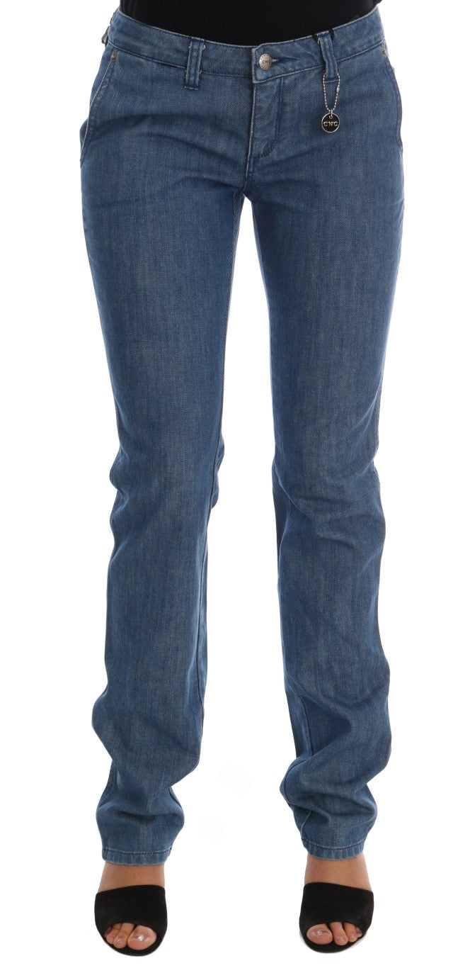 Super Slim Blue Wash Cotton Jeans - ventzia