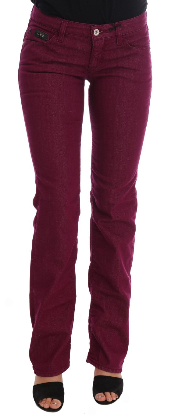 Sleek Red Straight Fit Luxury Jeans - ventzia