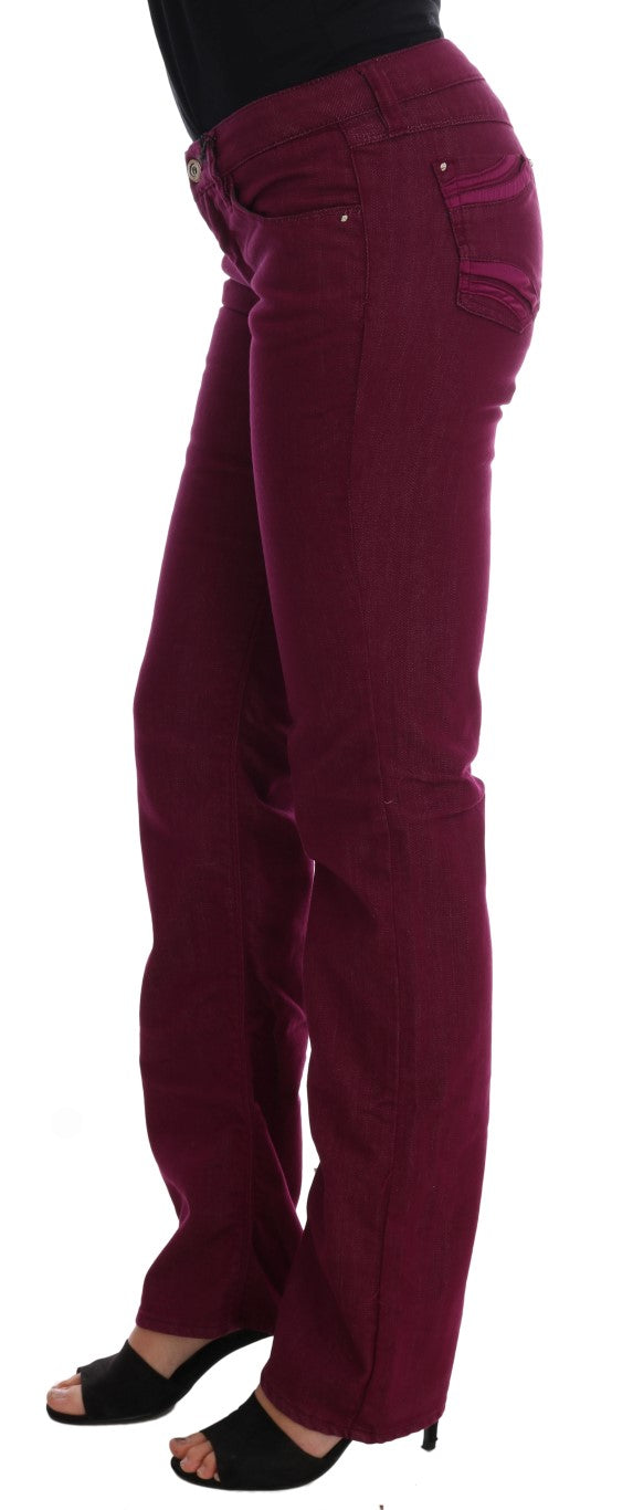 Sleek Red Straight Fit Luxury Jeans - ventzia