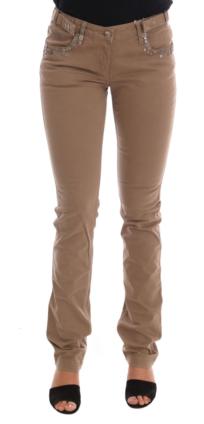 Beige Super Slim Fit Designer Jeans - ventzia